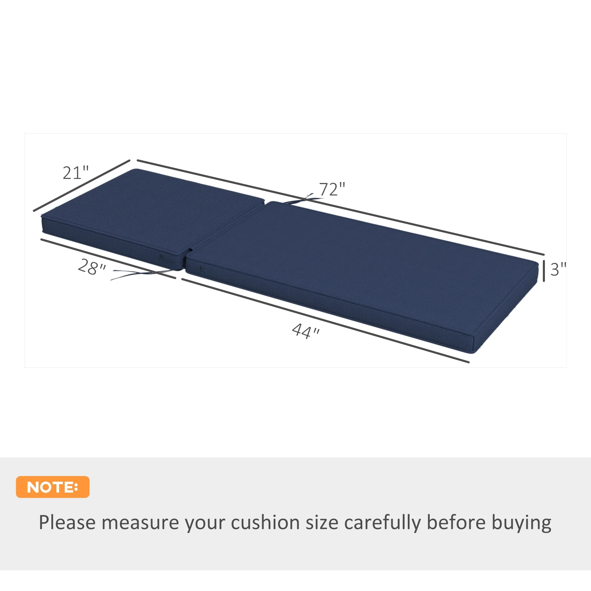 2-Pack Patio Chair Cushions with Backrests for Outdoor Lounge, Navy Blue - Image 5