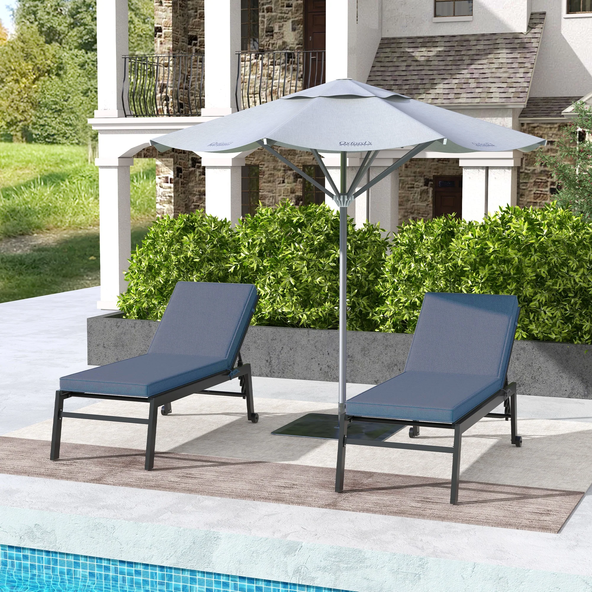2-Pack Patio Chair Cushions with Backrests for Outdoor Lounge, Sky Blue - Image 9