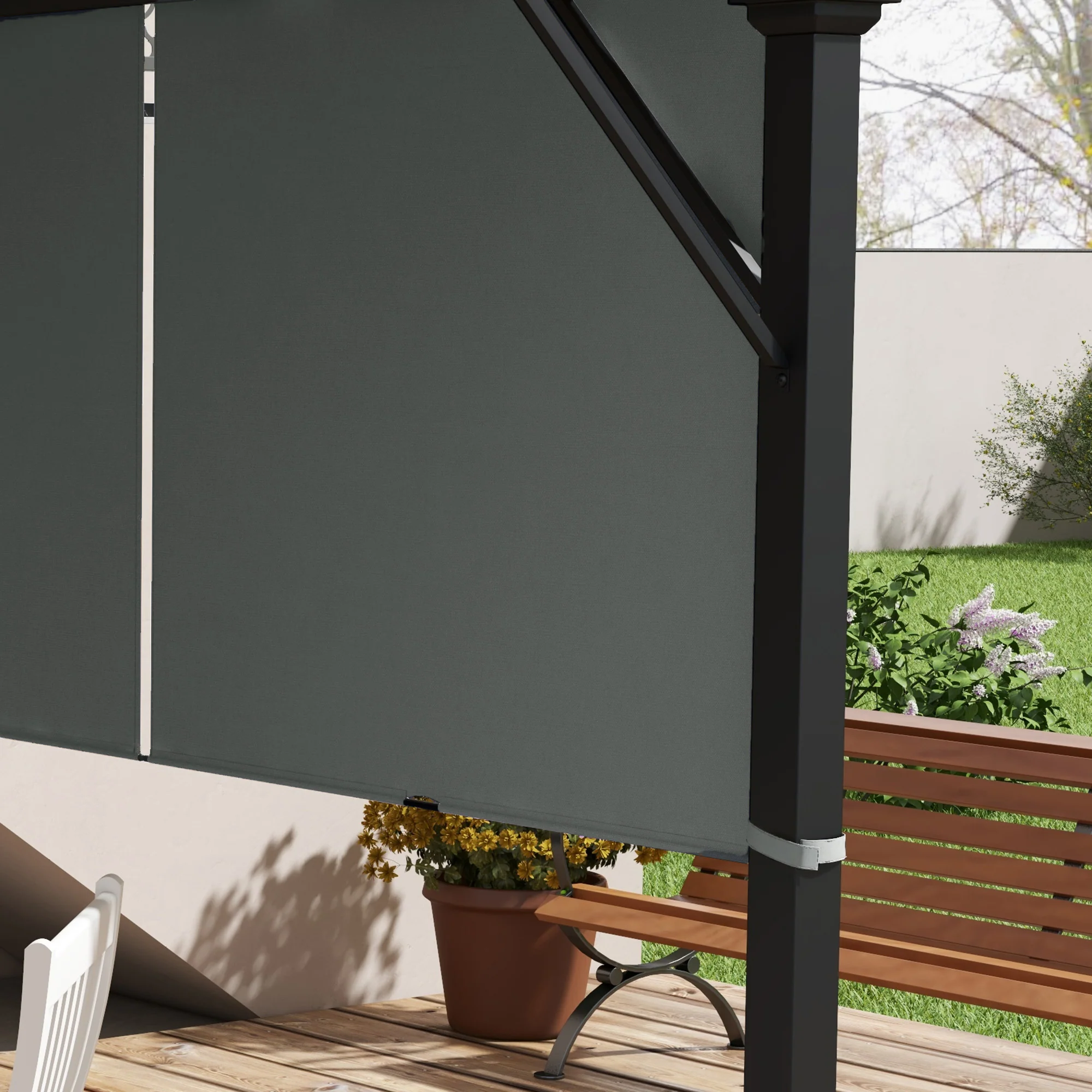 2 PCS 4 x 16ft UV-Protection Pergola Replacement Canopy Shade Cover, Dark Gray - Image 10