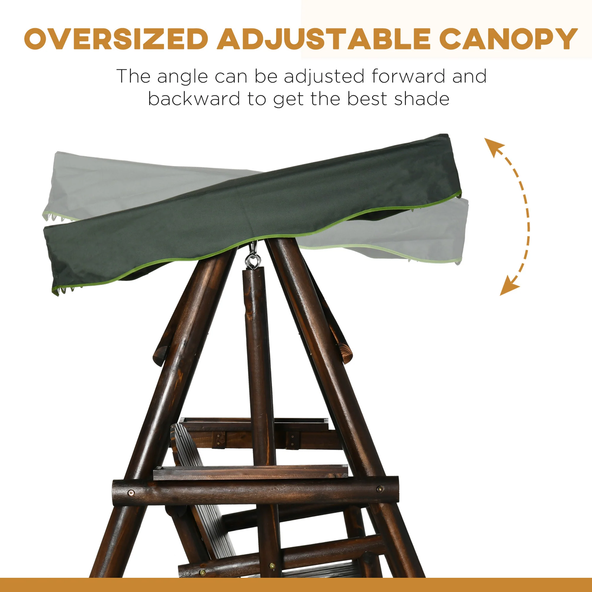 2-Person Outdoor Hanging Swing Chair with Adjustable Canopy and Side Trays - Image 6