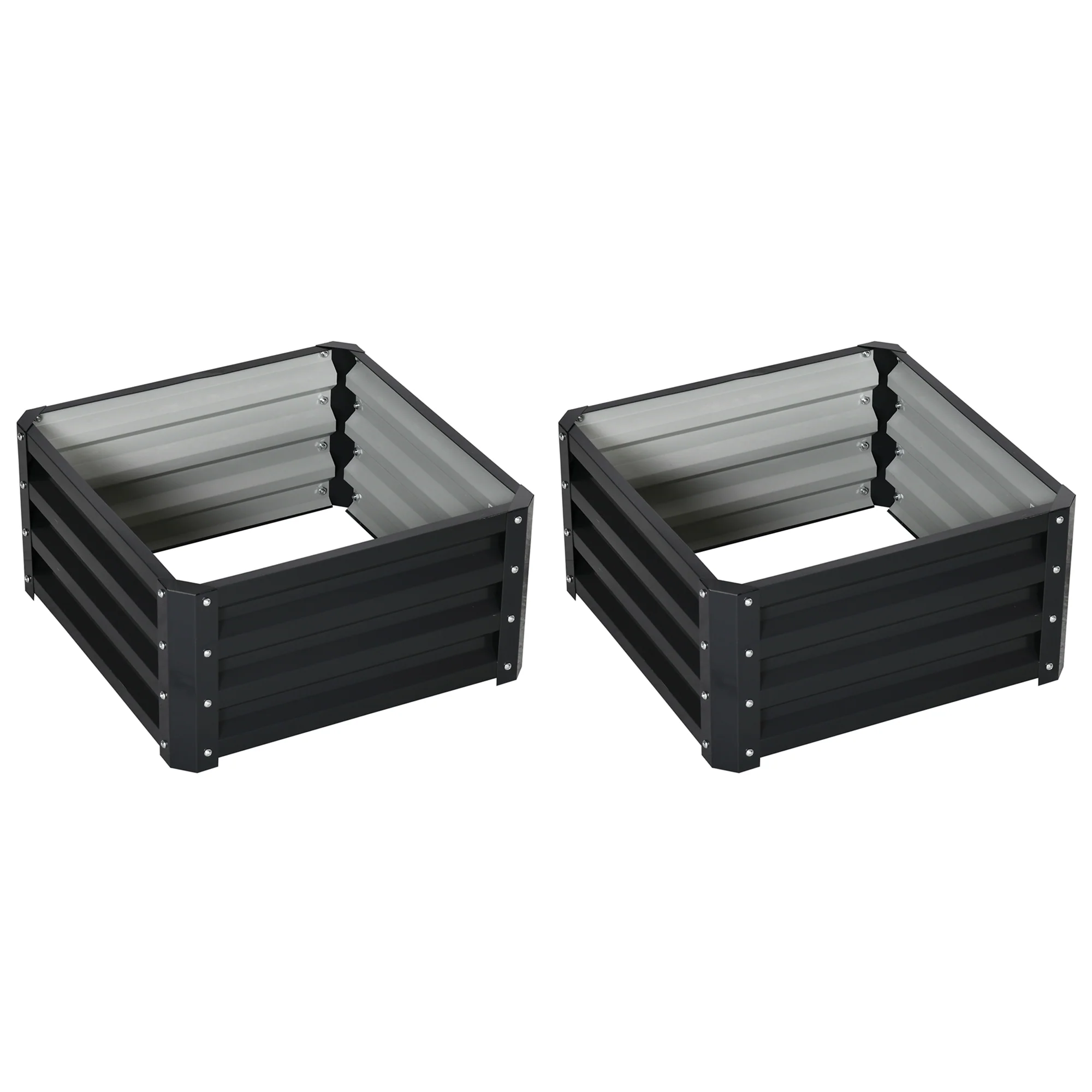 2 Piece Galvanized Raised Garden Bed, 2' x 2' x 1' Metal Planter Box for Growing Vegetables, Flowers, Herbs, Succulents, Dark Gray - Image 14