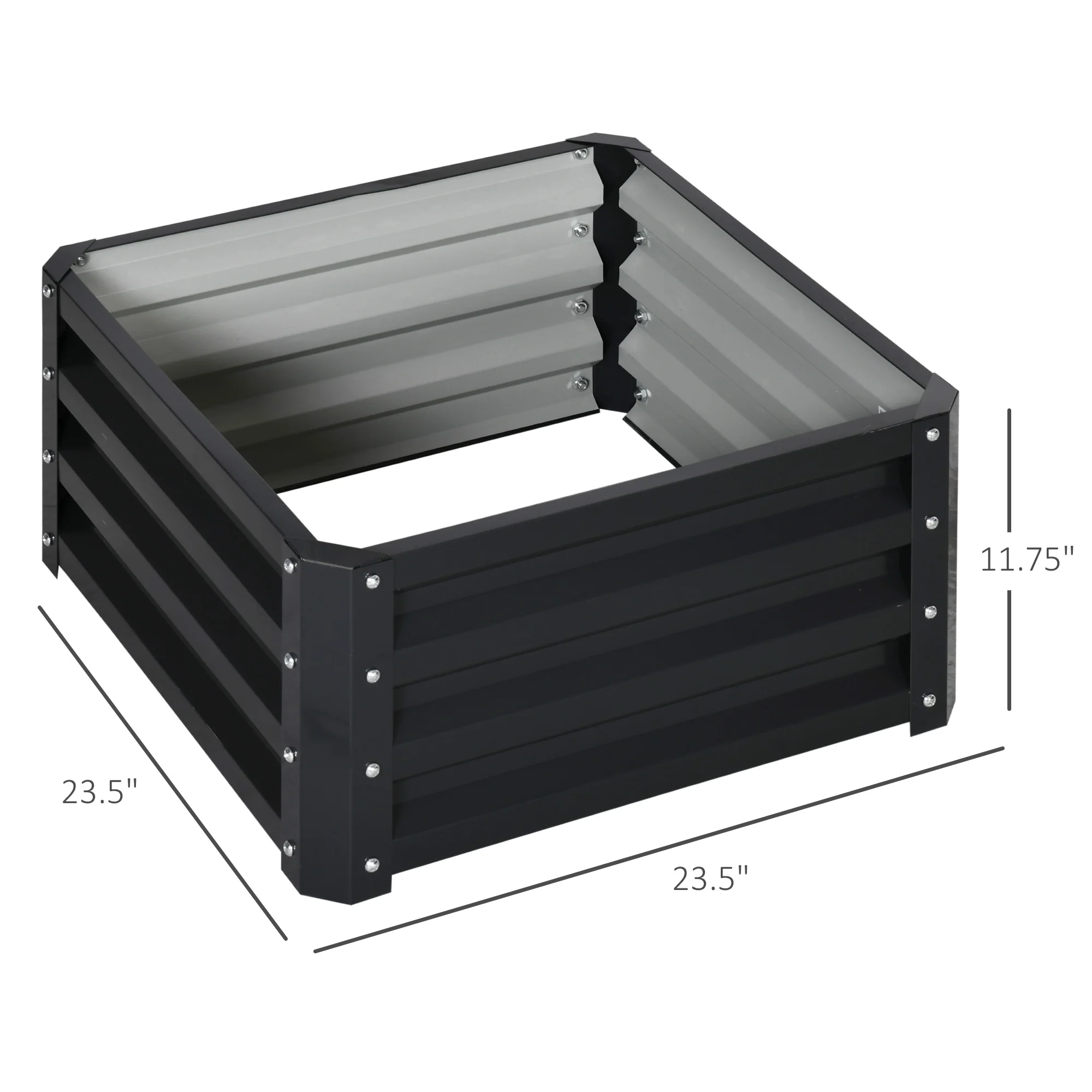 2 Piece Galvanized Raised Garden Bed, 2' x 2' x 1' Metal Planter Box for Growing Vegetables, Flowers, Herbs, Succulents, Dark Gray - Image 5