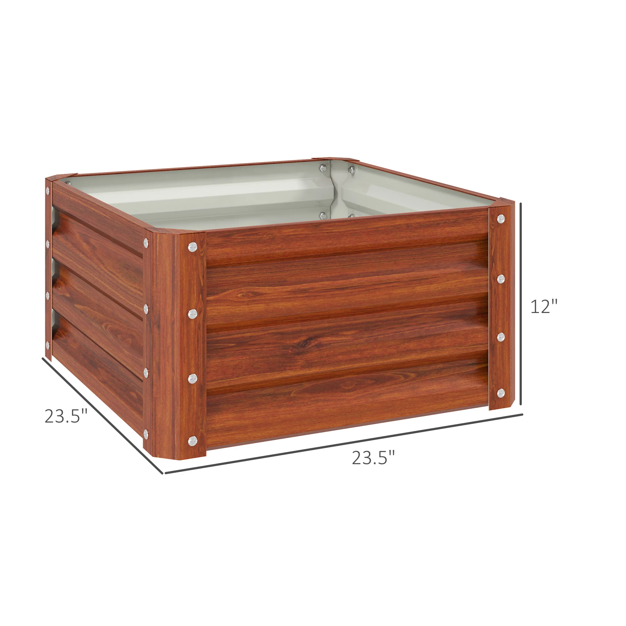 2 Piece Galvanized Raised Garden Bed, 2' x 2' x 1' Metal Planter Box for Growing Vegetables, Flowers, Herbs, Succulents, Brown - Image 5