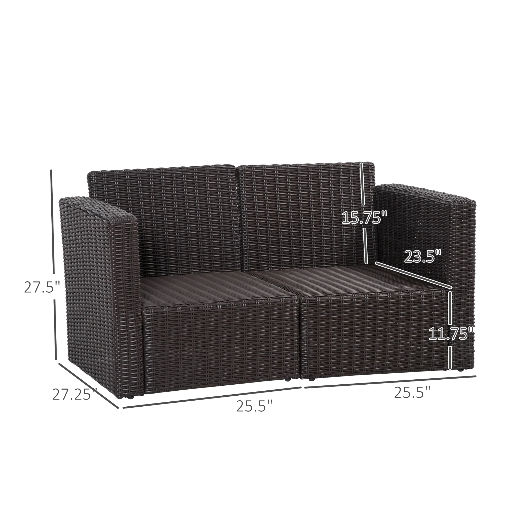 2-Piece Patio Corner Sofa Set with Curved Armrests & Padded Cushions, Dark Blue - Image 5