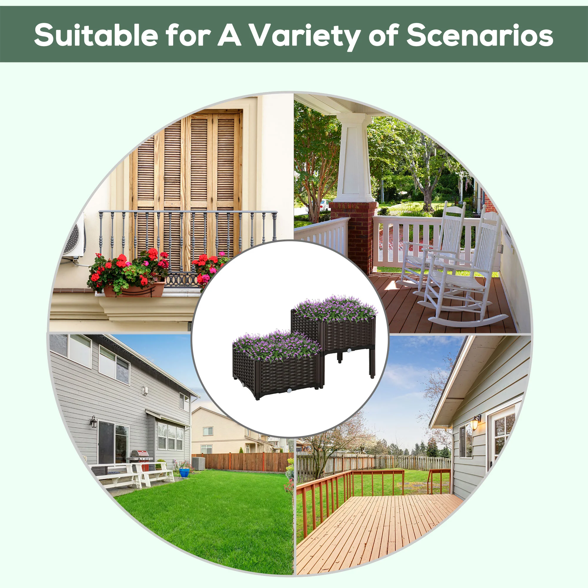 2 Piece Raised Garden Bed with Legs, Self-Watering Planter Box Raised Bed to Grow Flowers, Herbs & Vegetables, Brown - Image 10