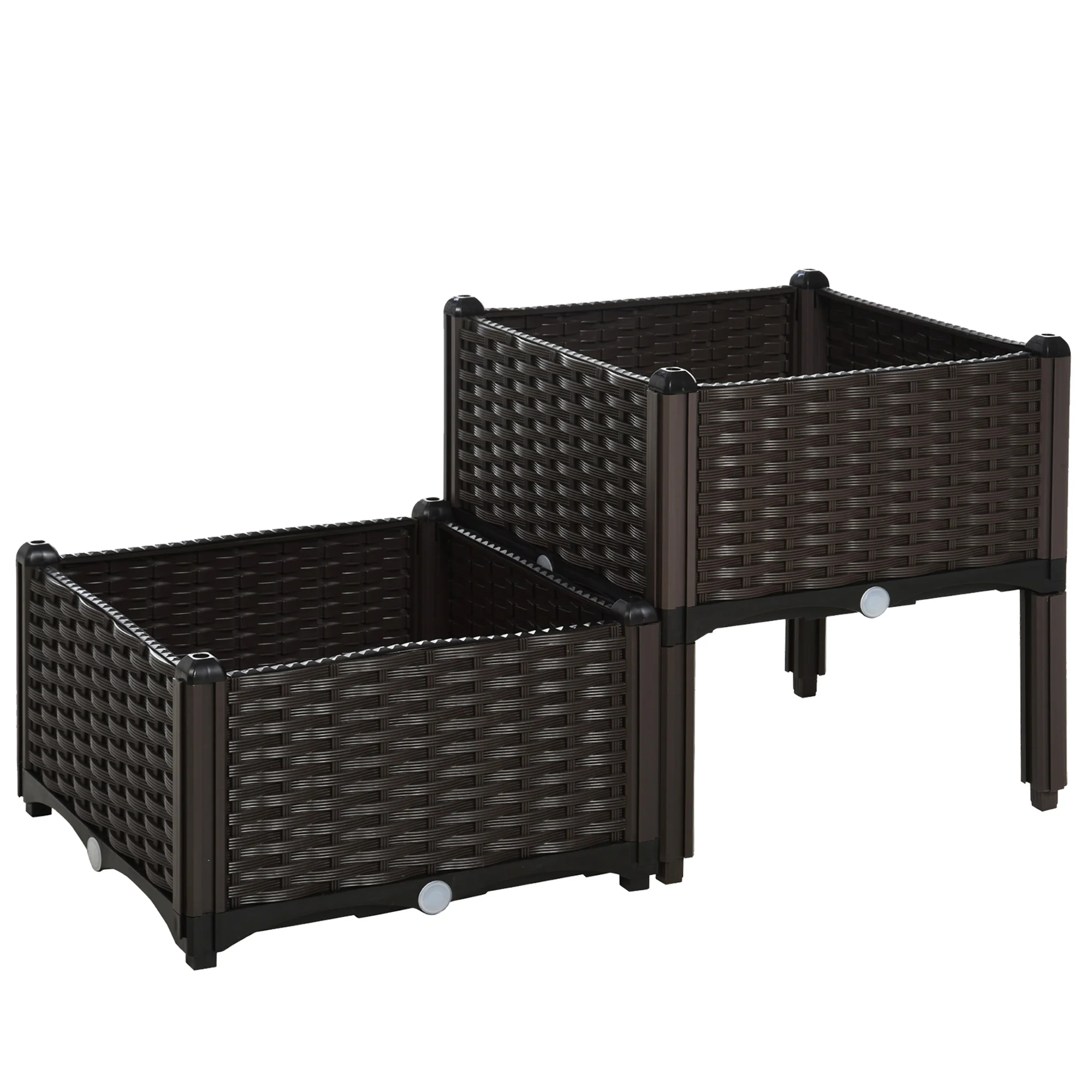 2 Piece Raised Garden Bed with Legs, Self-Watering Planter Box Raised Bed to Grow Flowers, Herbs & Vegetables, Brown - Image 12