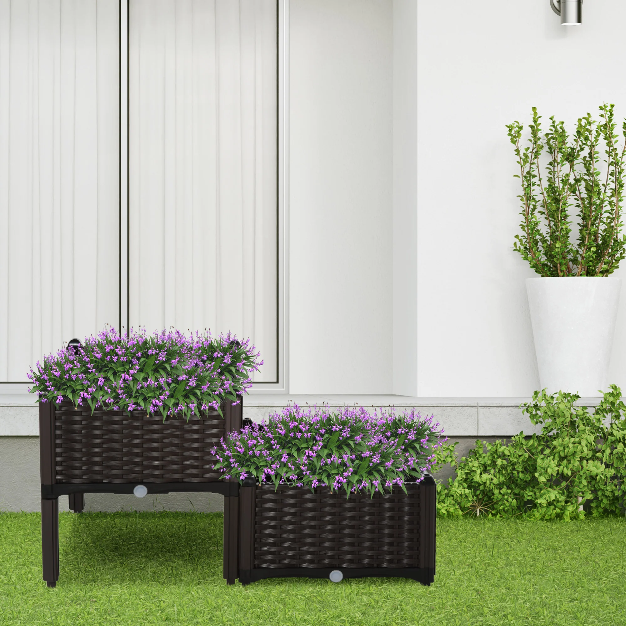 2 Piece Raised Garden Bed with Legs, Self-Watering Planter Box Raised Bed to Grow Flowers, Herbs & Vegetables, Brown - Image 4