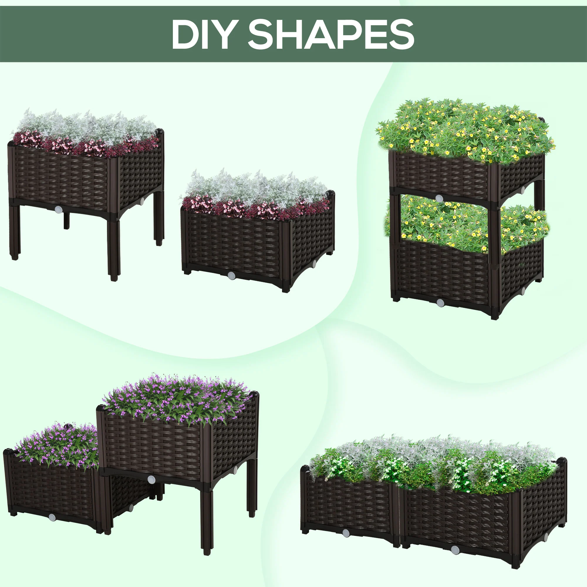 2 Piece Raised Garden Bed with Legs, Self-Watering Planter Box Raised Bed to Grow Flowers, Herbs & Vegetables, Brown - Image 7