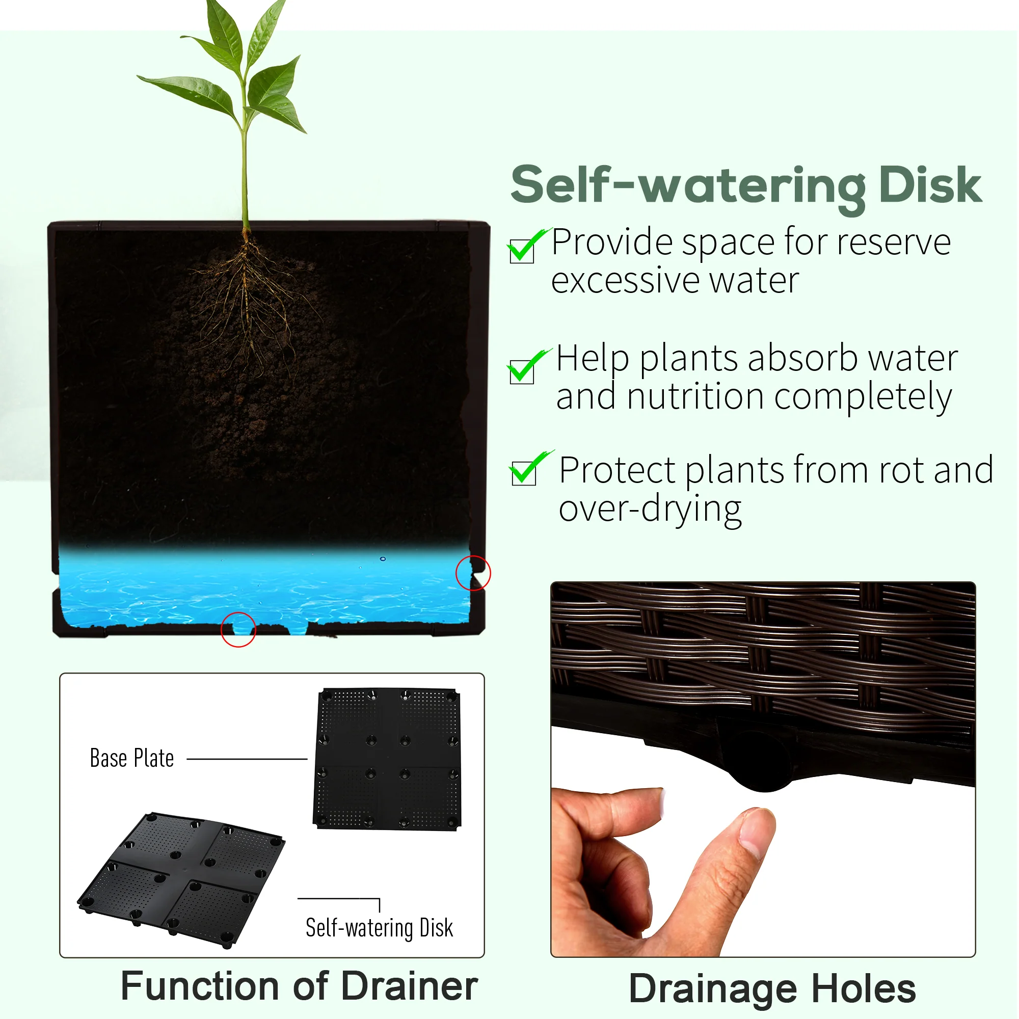 2 Piece Raised Garden Bed with Legs, Self-Watering Planter Box Raised Bed to Grow Flowers, Herbs & Vegetables, Brown - Image 8