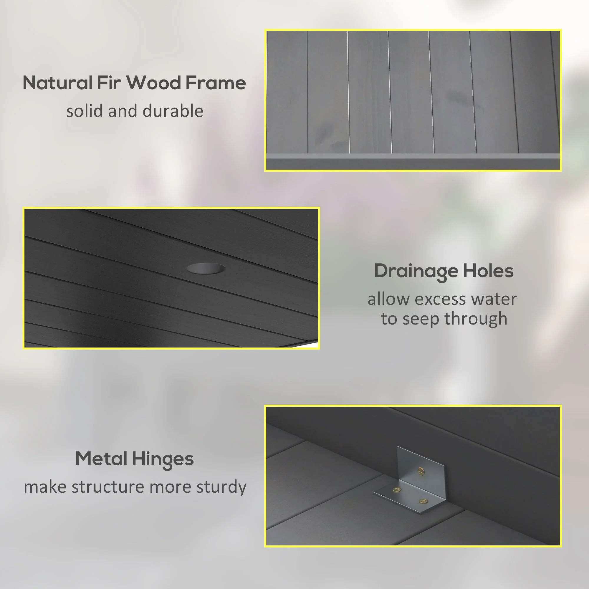 2-Tier Wooden Raised Garden Bed with Drainage hole for Flowers, Vegetables, Herbs, Gray - Image 8