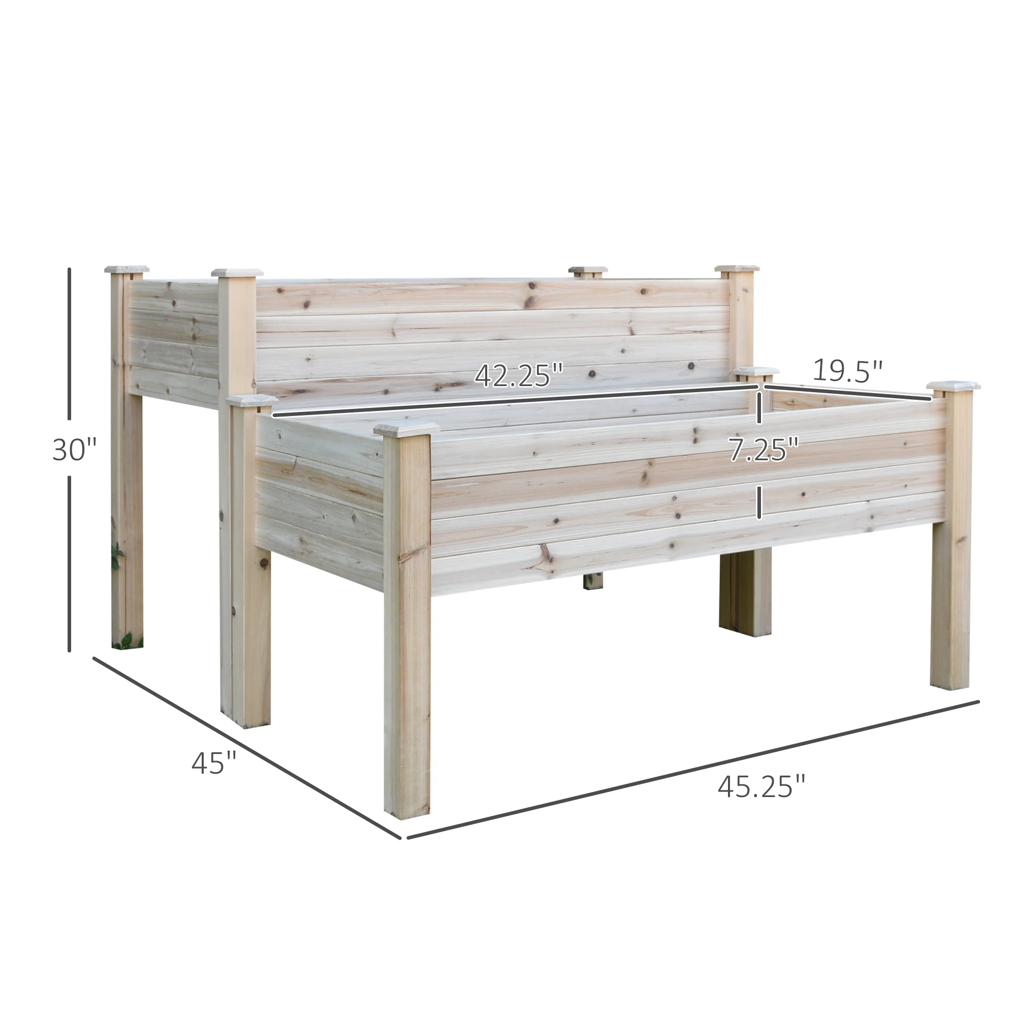 2-Tier Wooden Raised Garden Bed with Drainage hole for Flowers, Vegetables, Herbs, Natural - Image 5