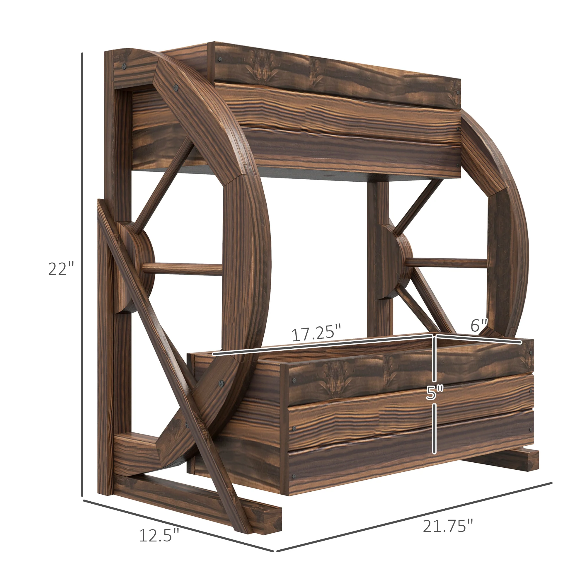 2-Tier Raised Garden Bed, Wooden Wagon Planter Boxes with Drainage Holes, for Vegetables Flowers Herbs, 22" x 13" x 22" - Image 5