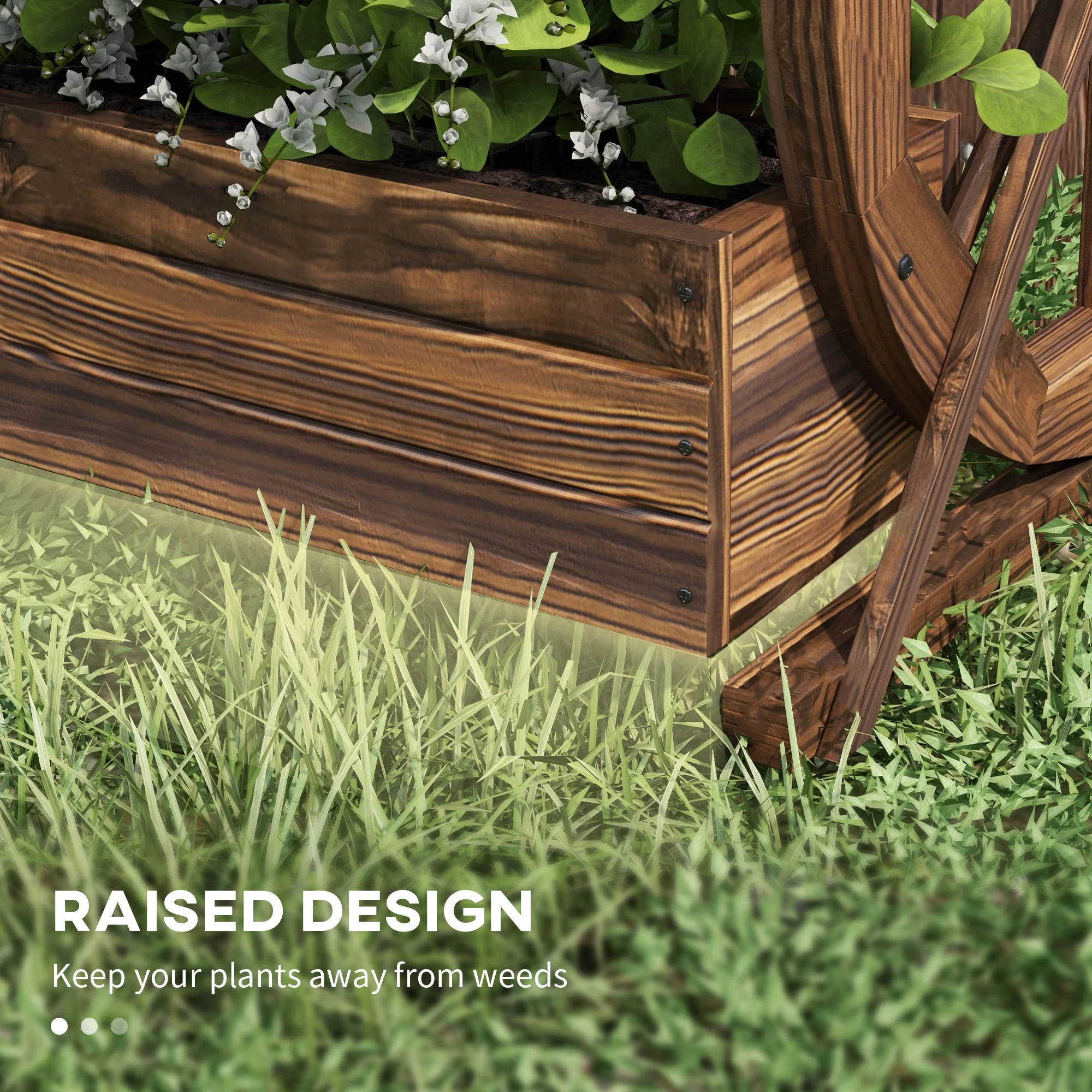 2-Tier Raised Garden Bed, Wooden Wagon Planter Boxes with Drainage Holes, for Vegetables Flowers Herbs, 22" x 13" x 22" - Image 8