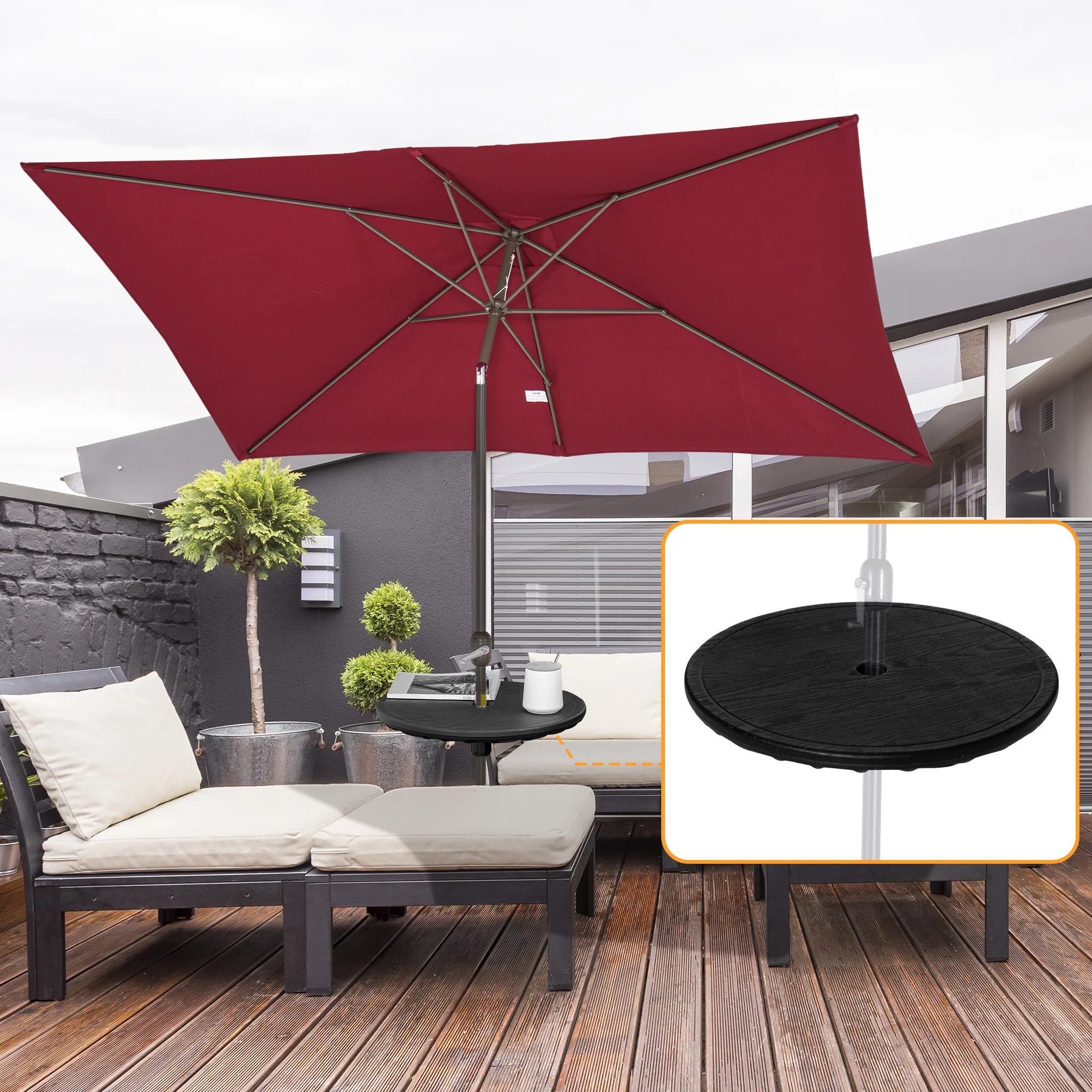 20" Umbrella Table Tray, Easy to Install Table-Top, Round Portable for Swimming Pool, Beach, Patio, Deck, Garden, Black - Image 3