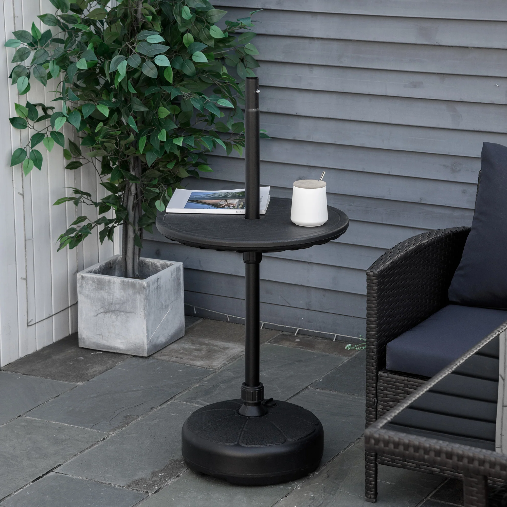 20" Umbrella Table Tray, Easy to Install Table-Top, Round Portable for Swimming Pool, Beach, Patio, Deck, Garden, Black - Image 4