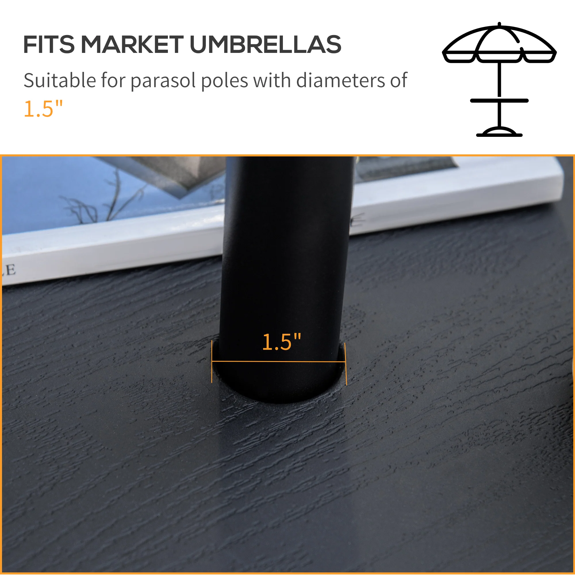 20" Umbrella Table Tray, Easy to Install Table-Top, Round Portable for Swimming Pool, Beach, Patio, Deck, Garden, Black - Image 6