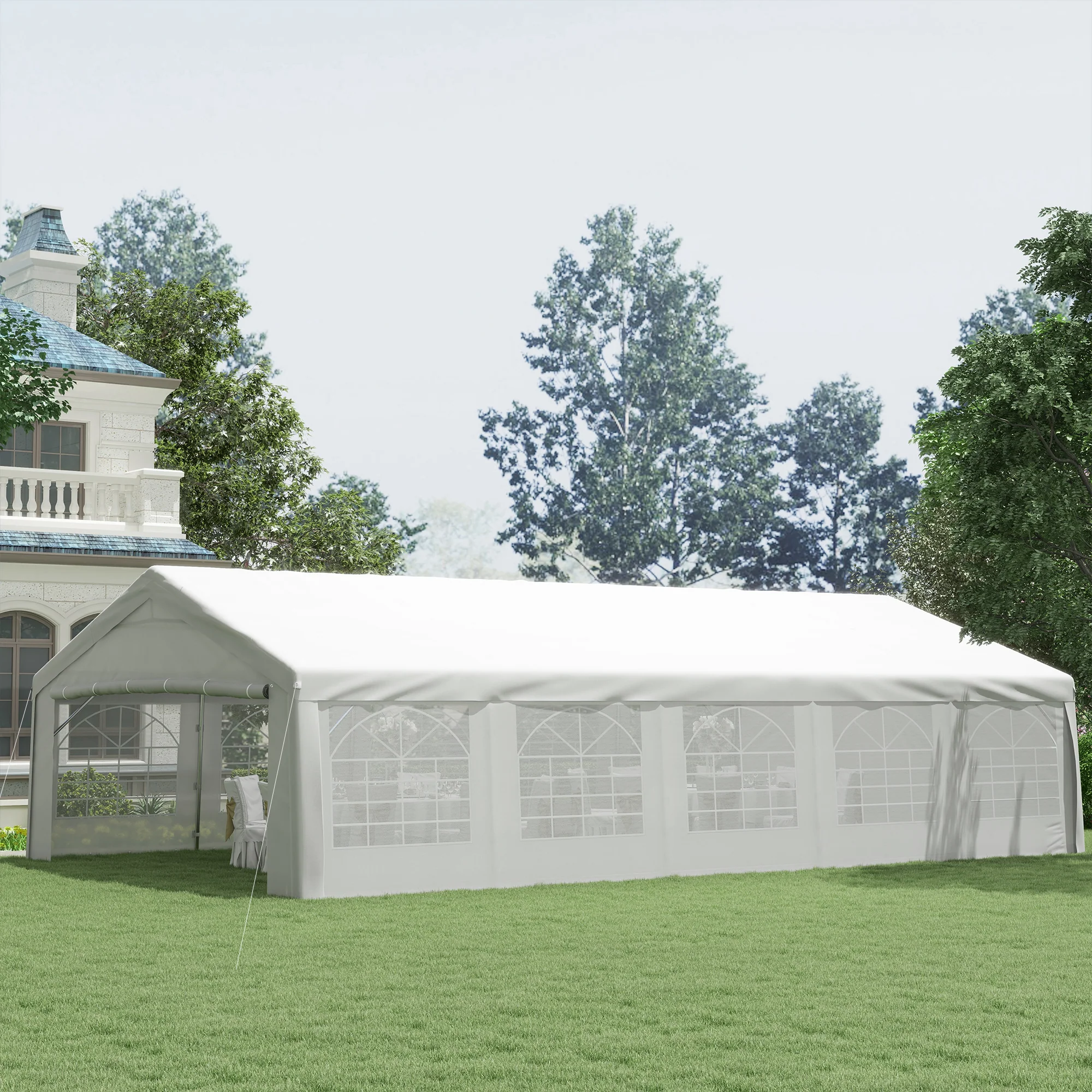 20' x 32' Heavy Duty Party Tent with Removable Sidewalls & Double Doors, White - Image 4