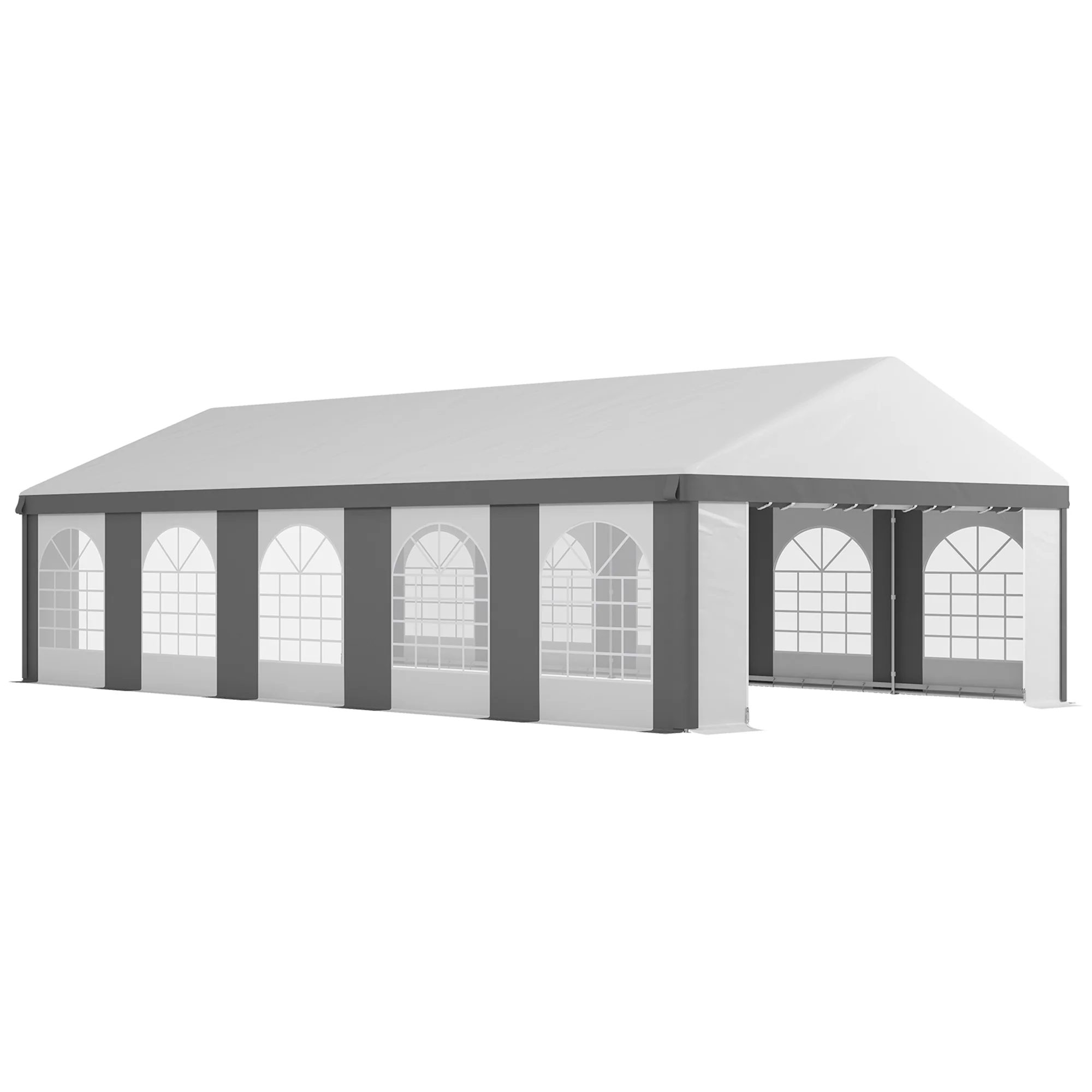 20' x 33' Heavy-duty Large Wedding Tent, Outdoor Carport Garage Party Tent with Sidewall, Gray