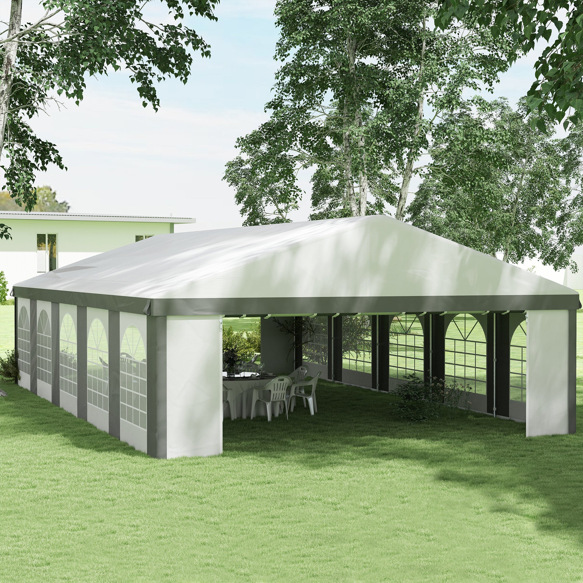 20' x 33' Heavy-duty Large Wedding Tent, Outdoor Carport Garage Party Tent with Sidewall, Gray - Image 3