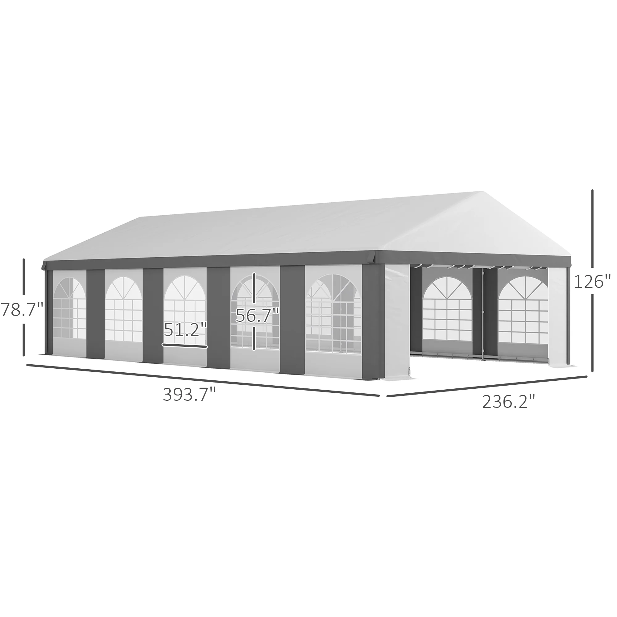 20' x 33' Heavy-duty Large Wedding Tent, Outdoor Carport Garage Party Tent with Sidewall, Gray - Image 5