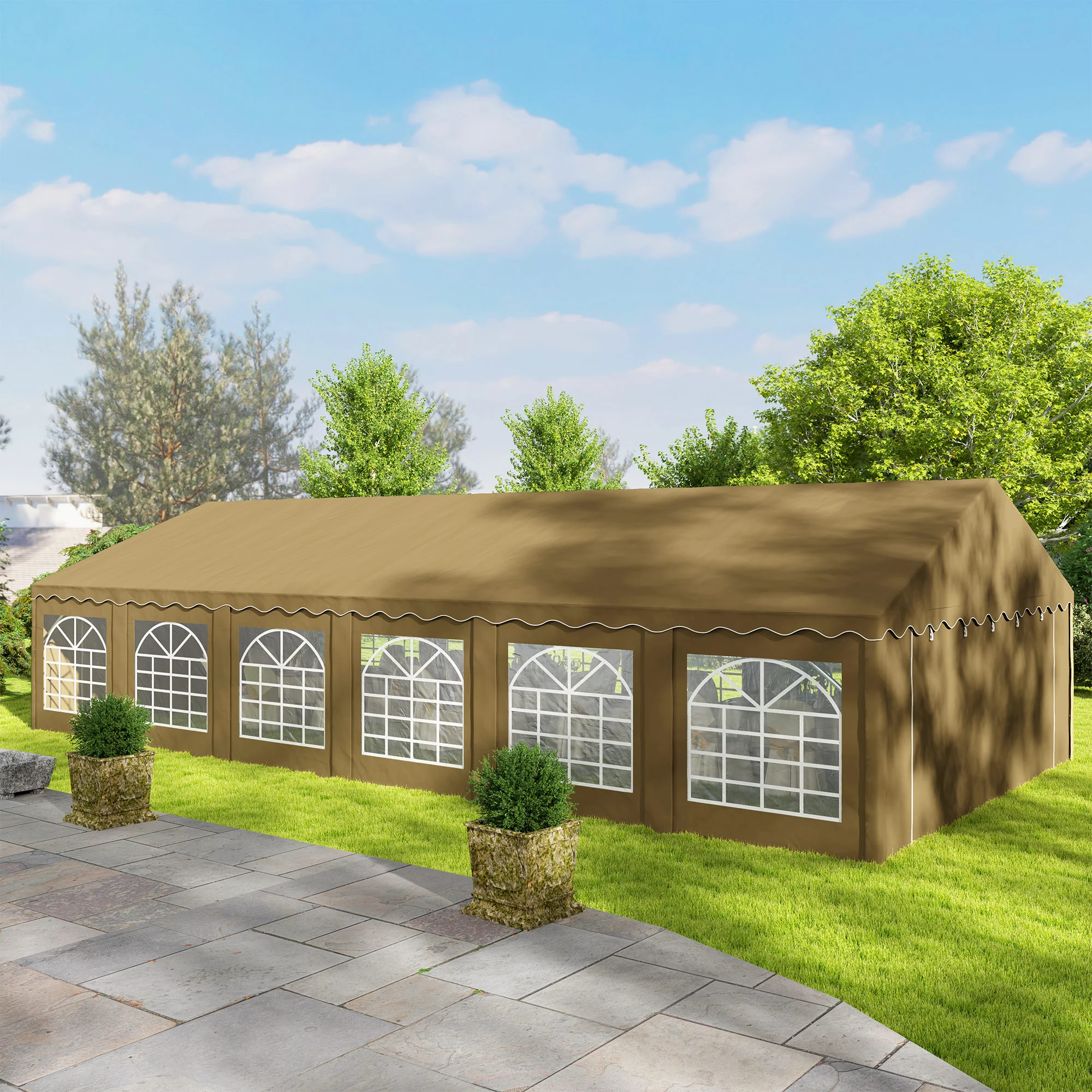 20'x40' Party Tent with Removable Sidewalls & 12 Windows, Brown - Image 10