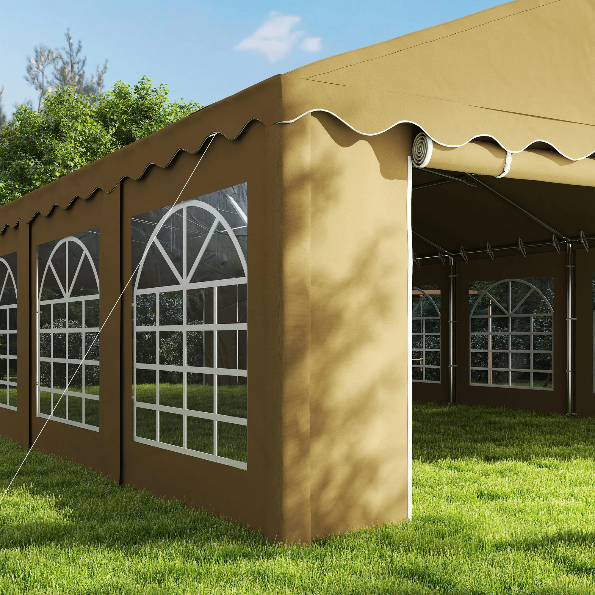 20'x40' Party Tent with Removable Sidewalls & 12 Windows, Brown - Image 11