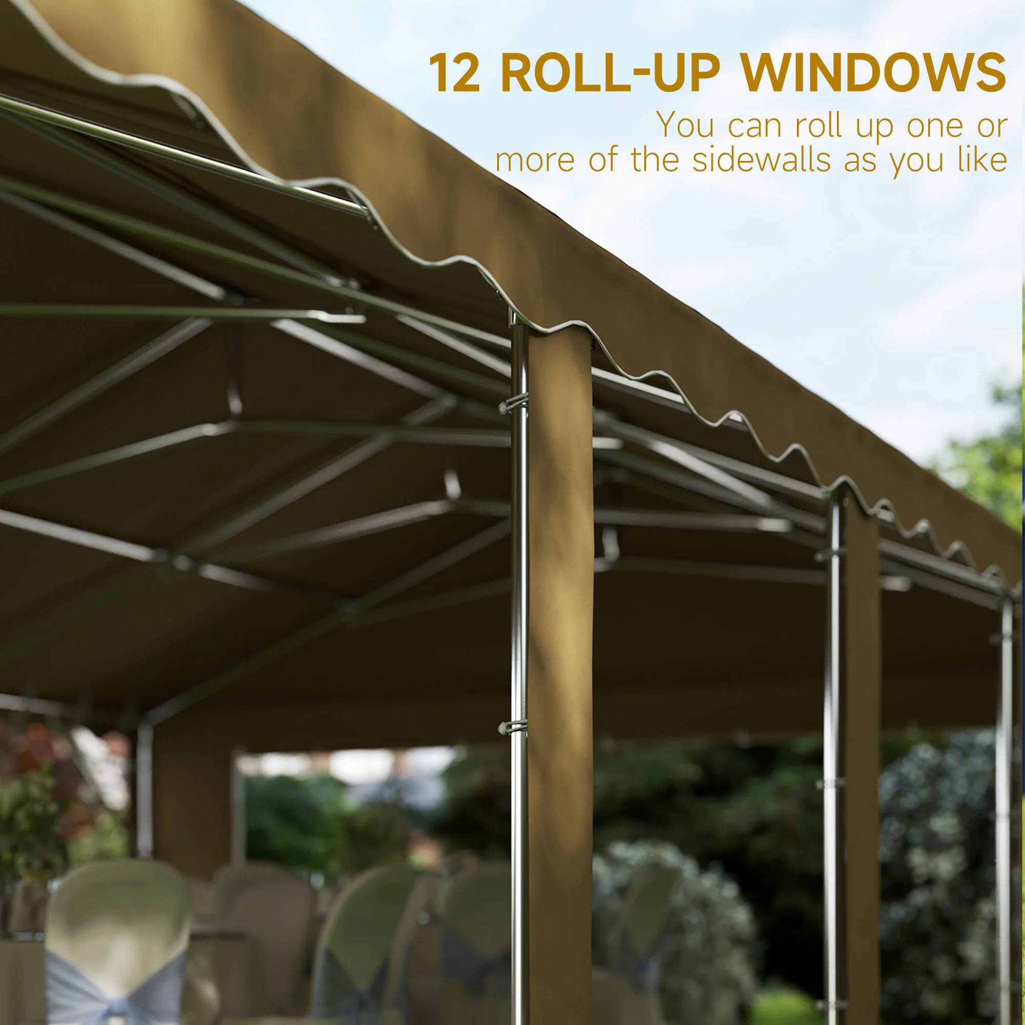 20'x40' Party Tent with Removable Sidewalls & 12 Windows, Brown - Image 7
