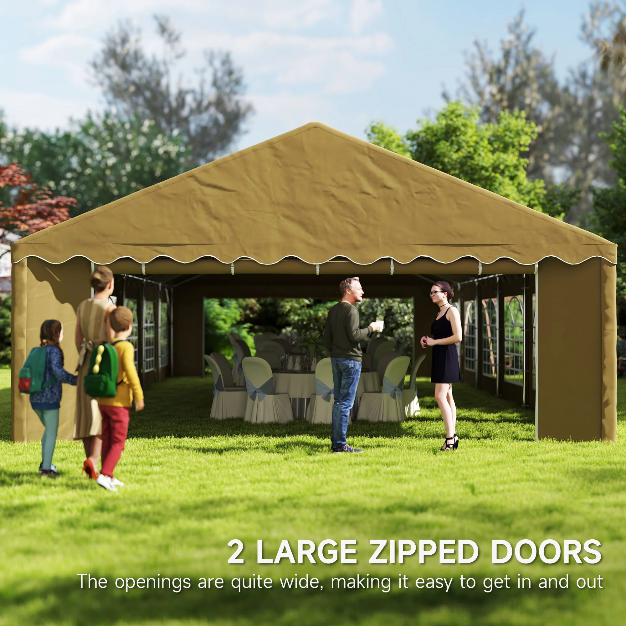 20'x40' Party Tent with Removable Sidewalls & 12 Windows, Brown - Image 8