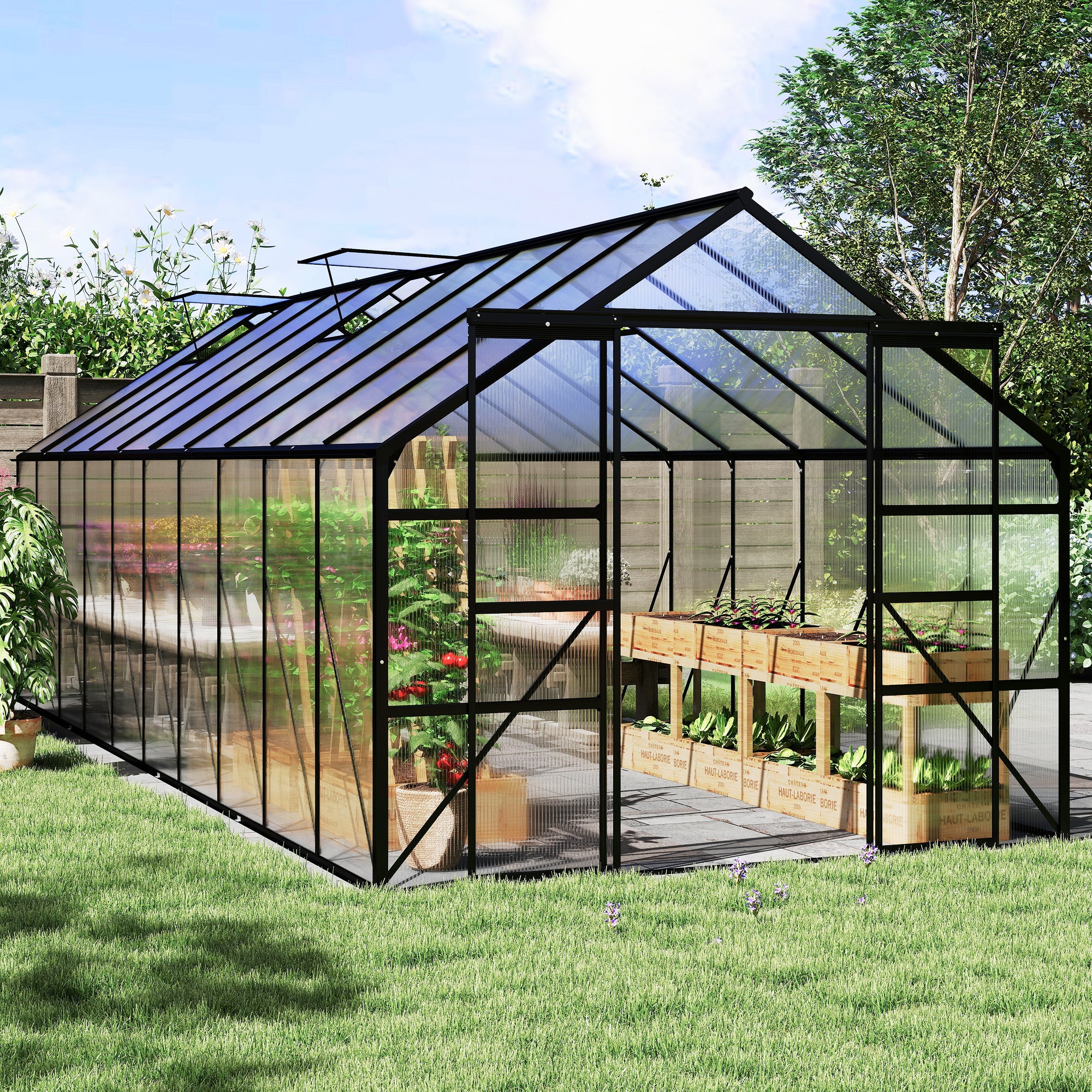 BloomGreen 20' x 8' Greenhouse with Roof Vent and Sliding Door, Clear - Image 3