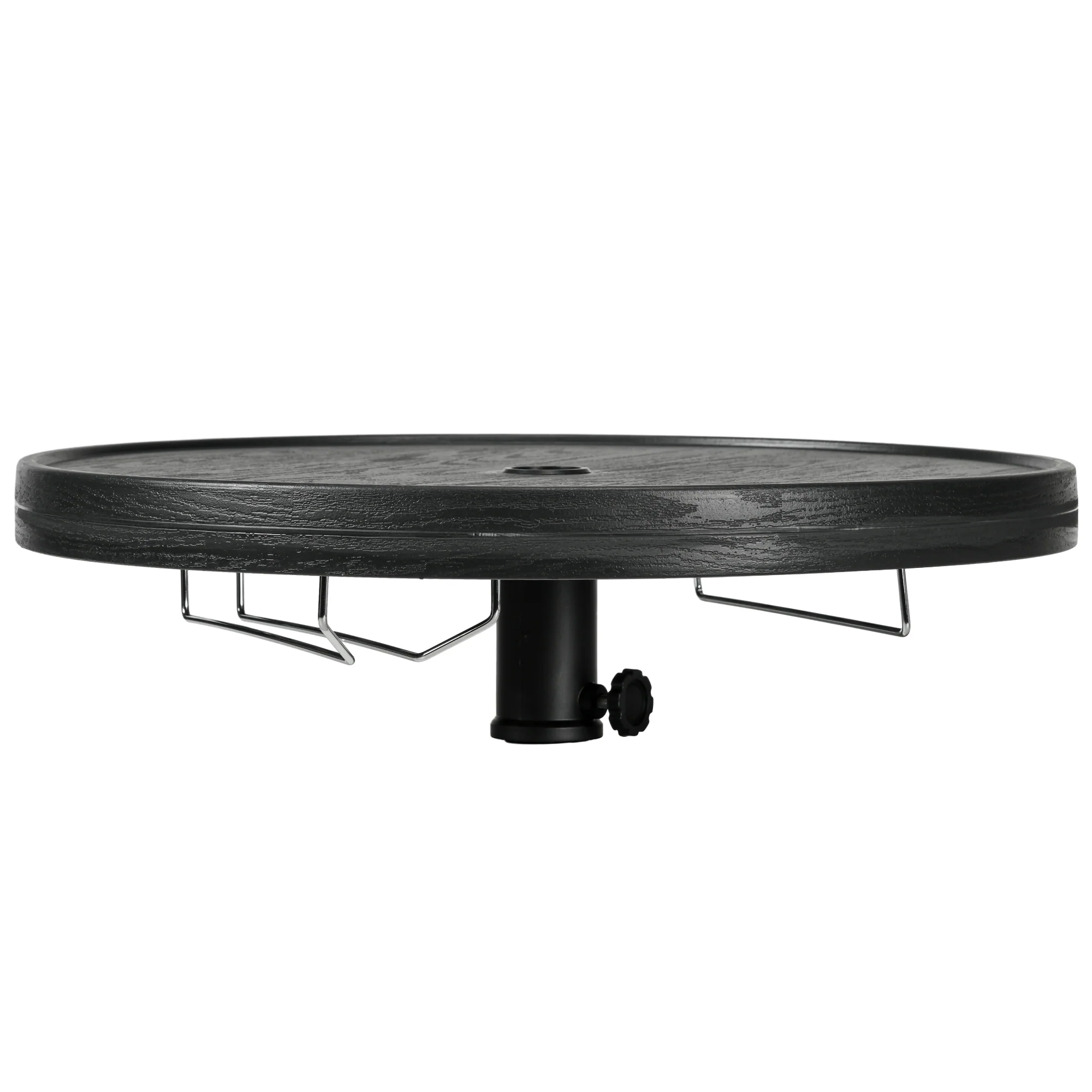 23.5" Beach Umbrella Table Tray with Wine Glass Holder Foldable Towel Rack Black - Image 2