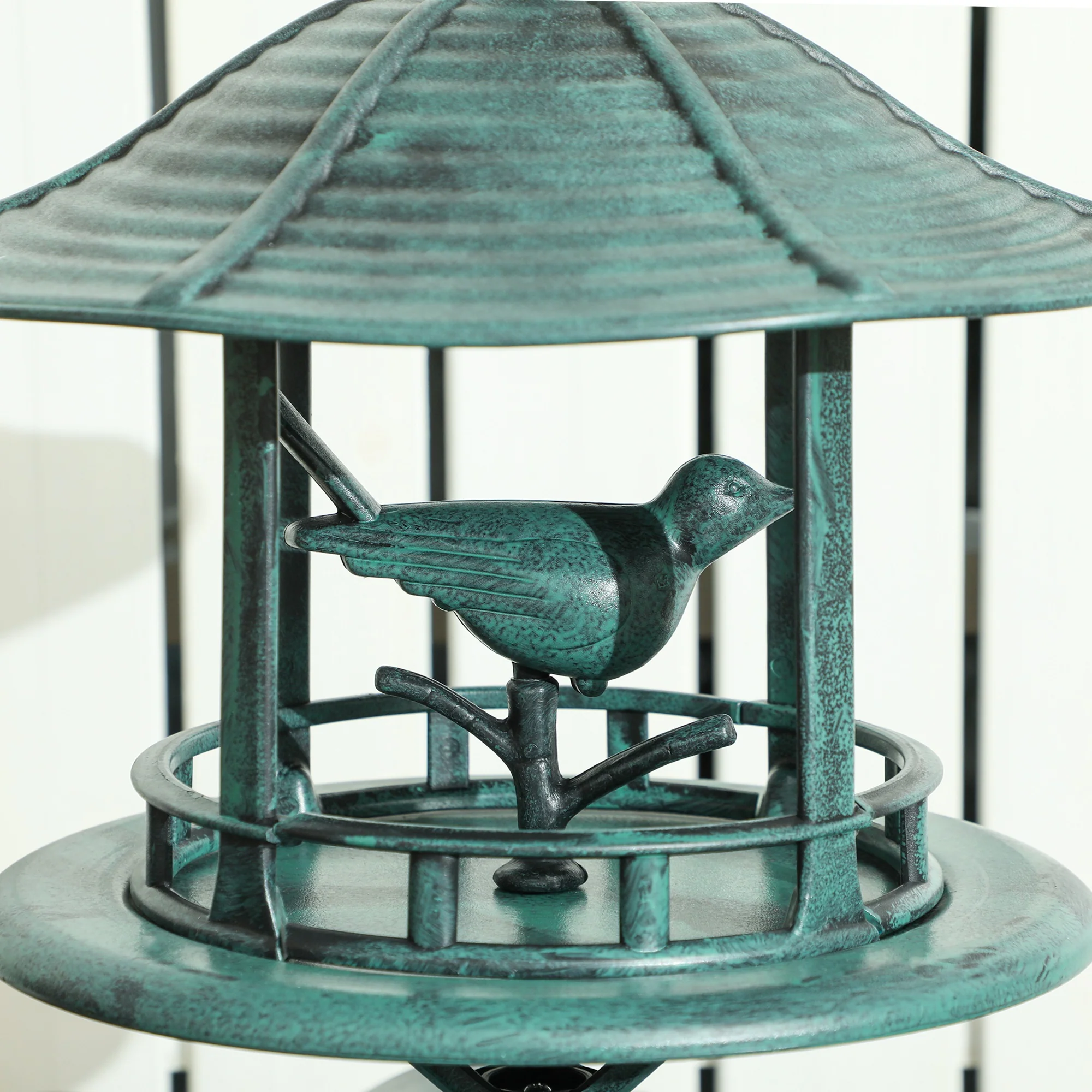 3-in-1 Garden Bird Bath Pedestal, Large Water Basin, Underneath Flower Planter, Green - Image 10