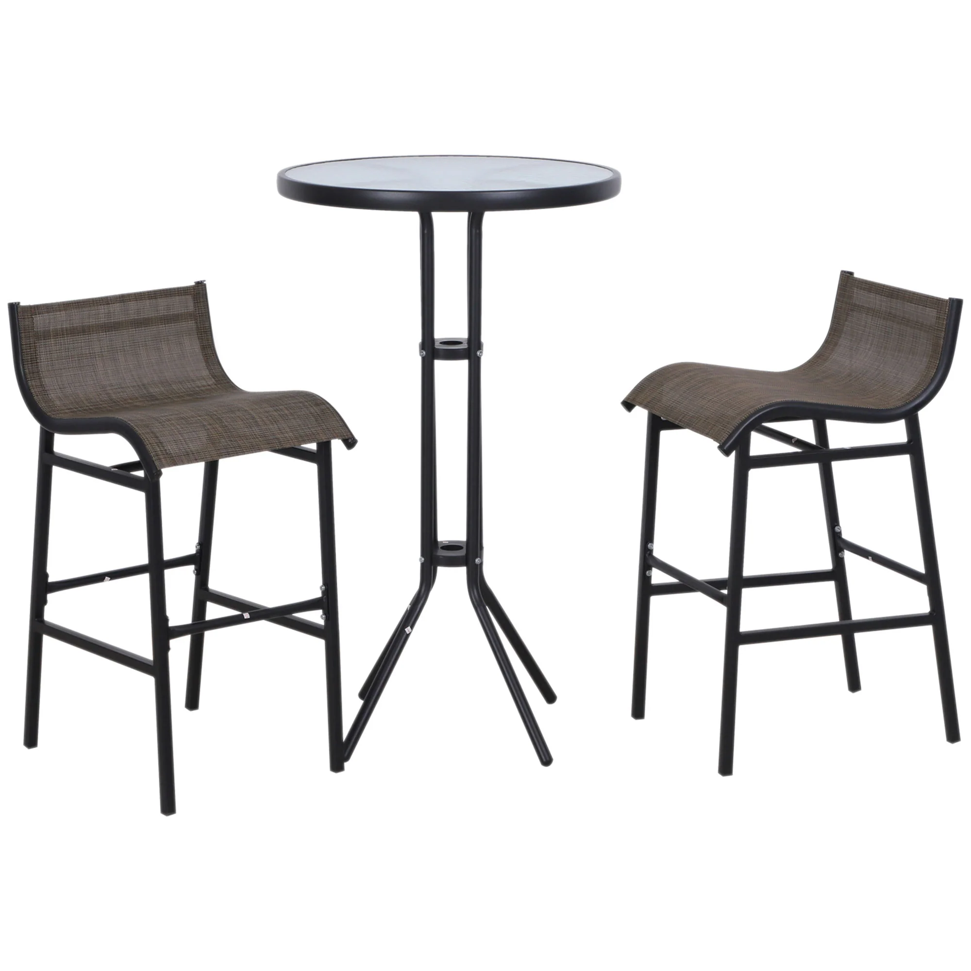 3-Piece Bar Height Outdoor Bistro Set for 2, Tan - Image 12