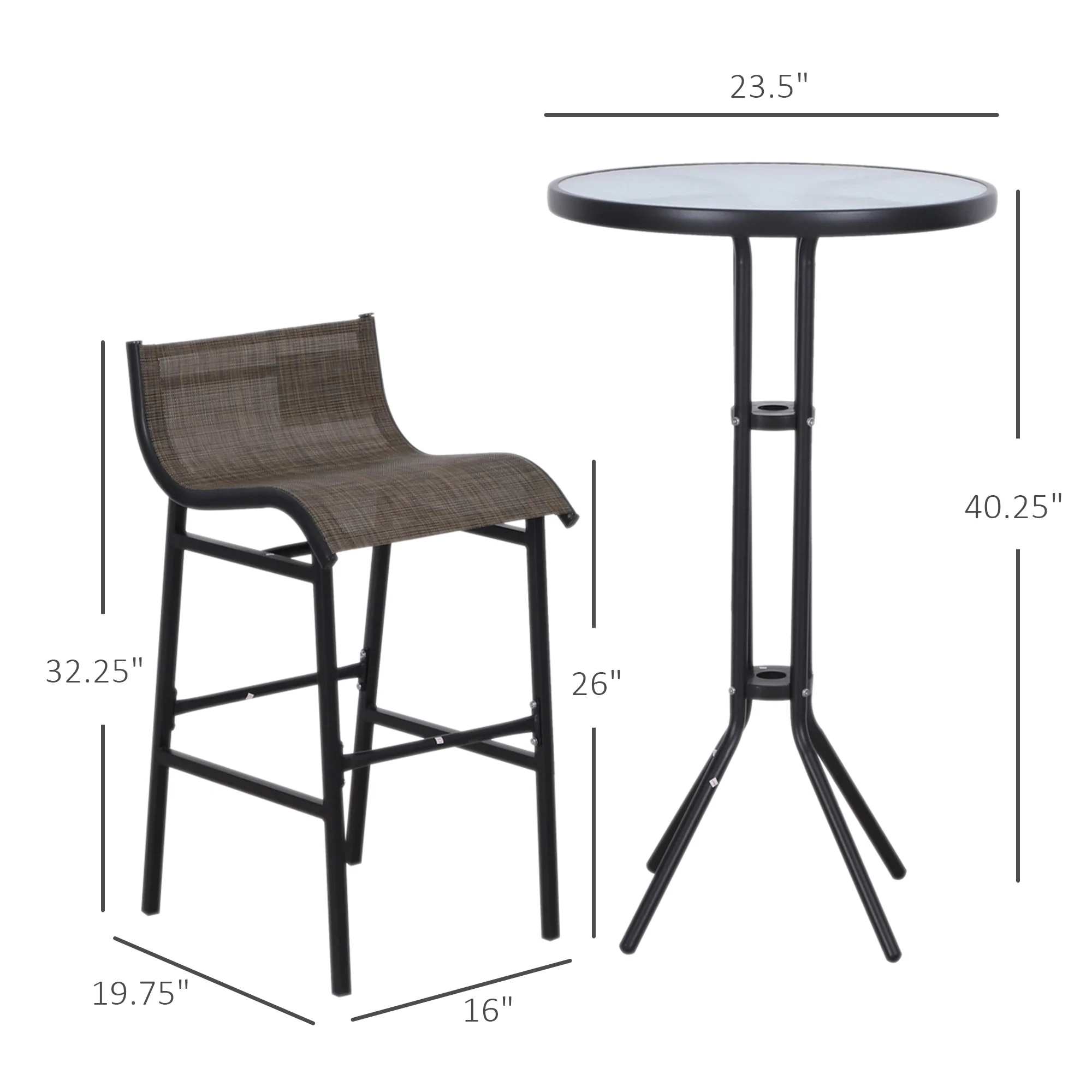 3-Piece Bar Height Outdoor Bistro Set for 2, Tan - Image 5