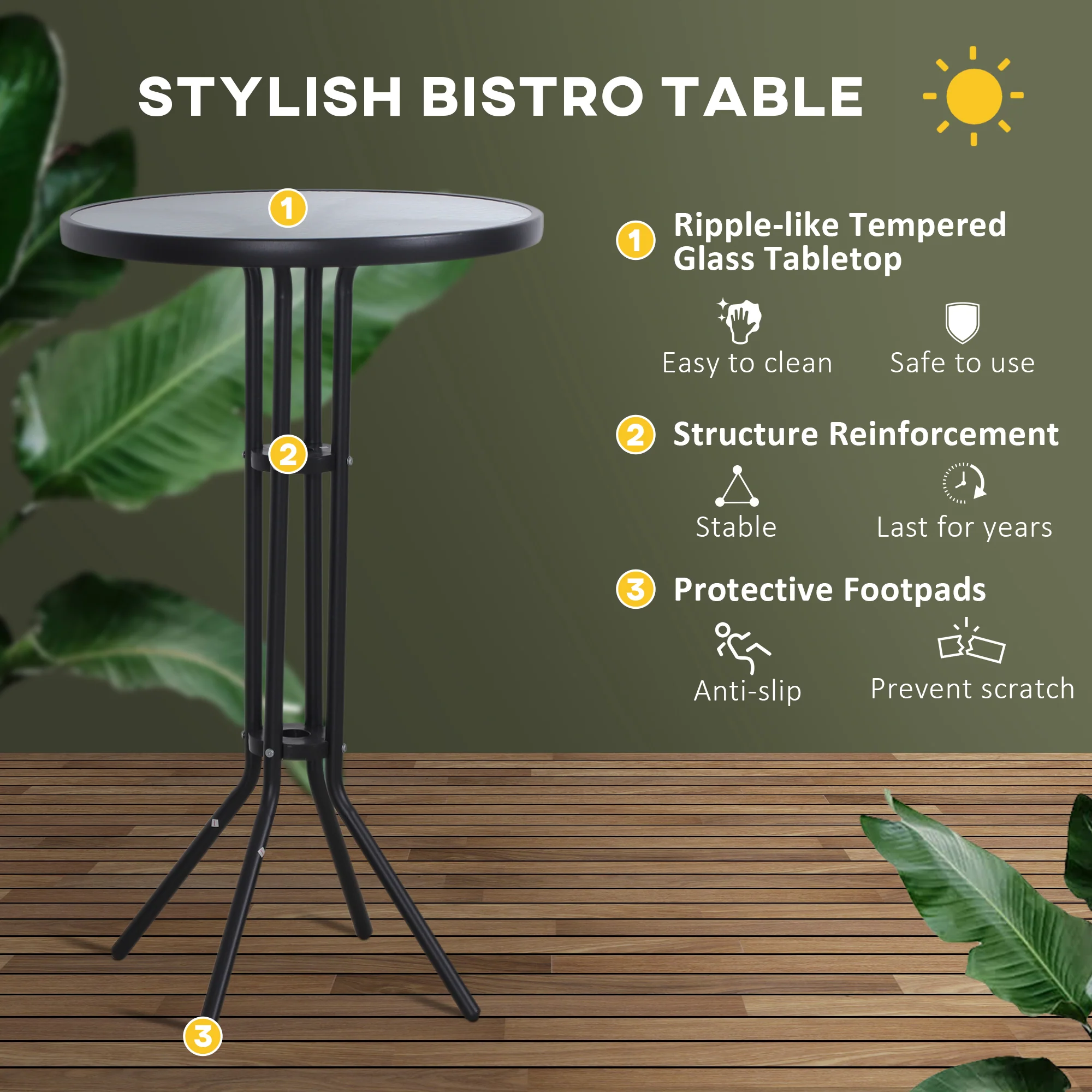 3-Piece Bar Height Outdoor Bistro Set for 2, Tan - Image 7