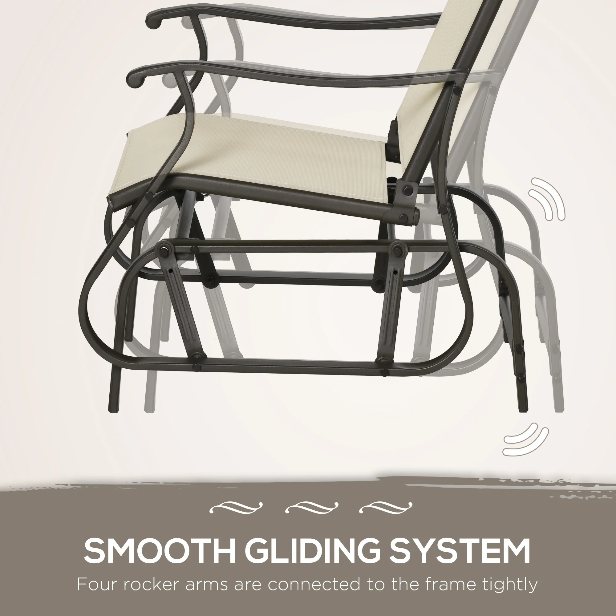 2-Person Gliding Rocking Chair & Bistro Tea Table Set, Beige - Image 8