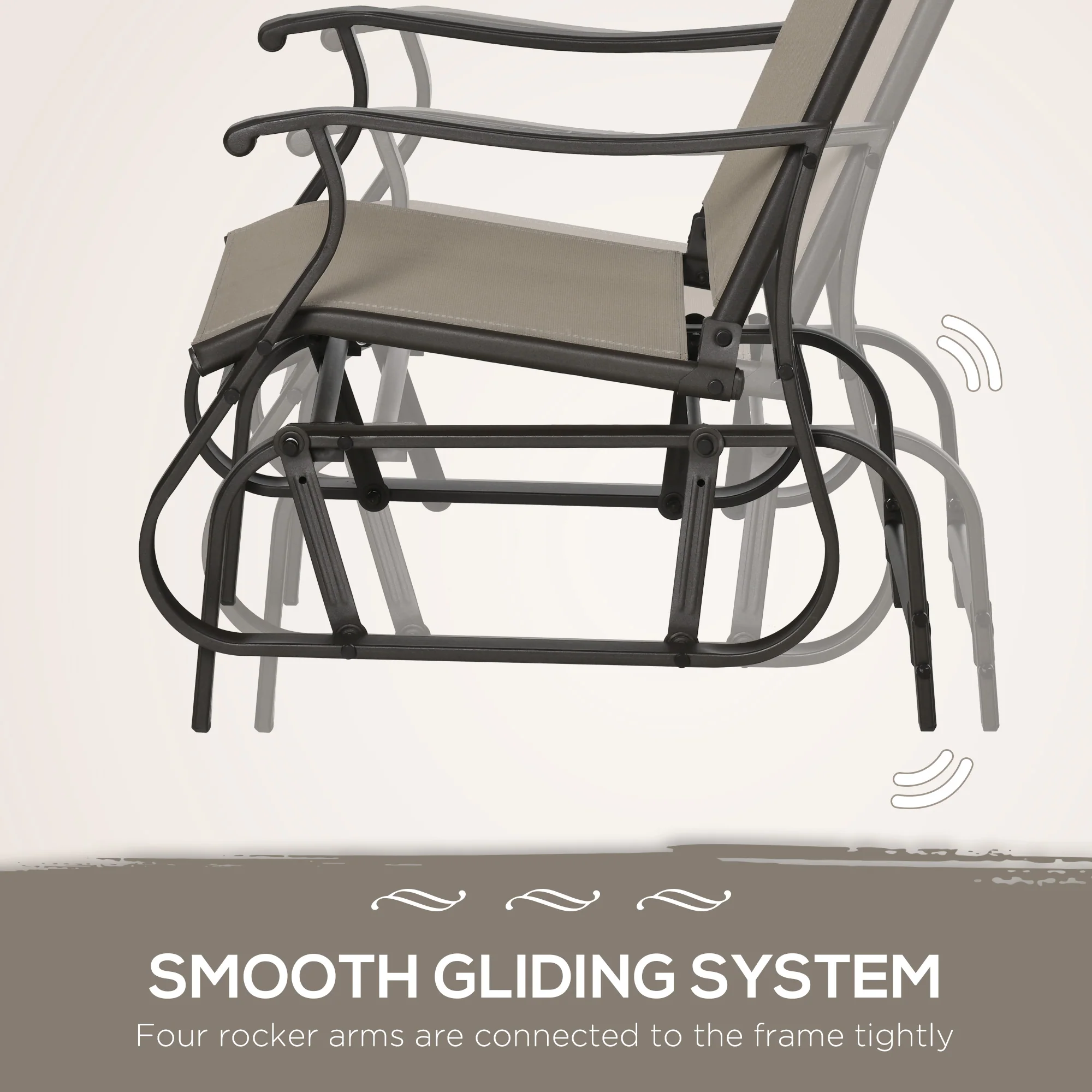2-Person Gliding Rocking Chair & Bistro Tea Table Set, Grey - Image 8