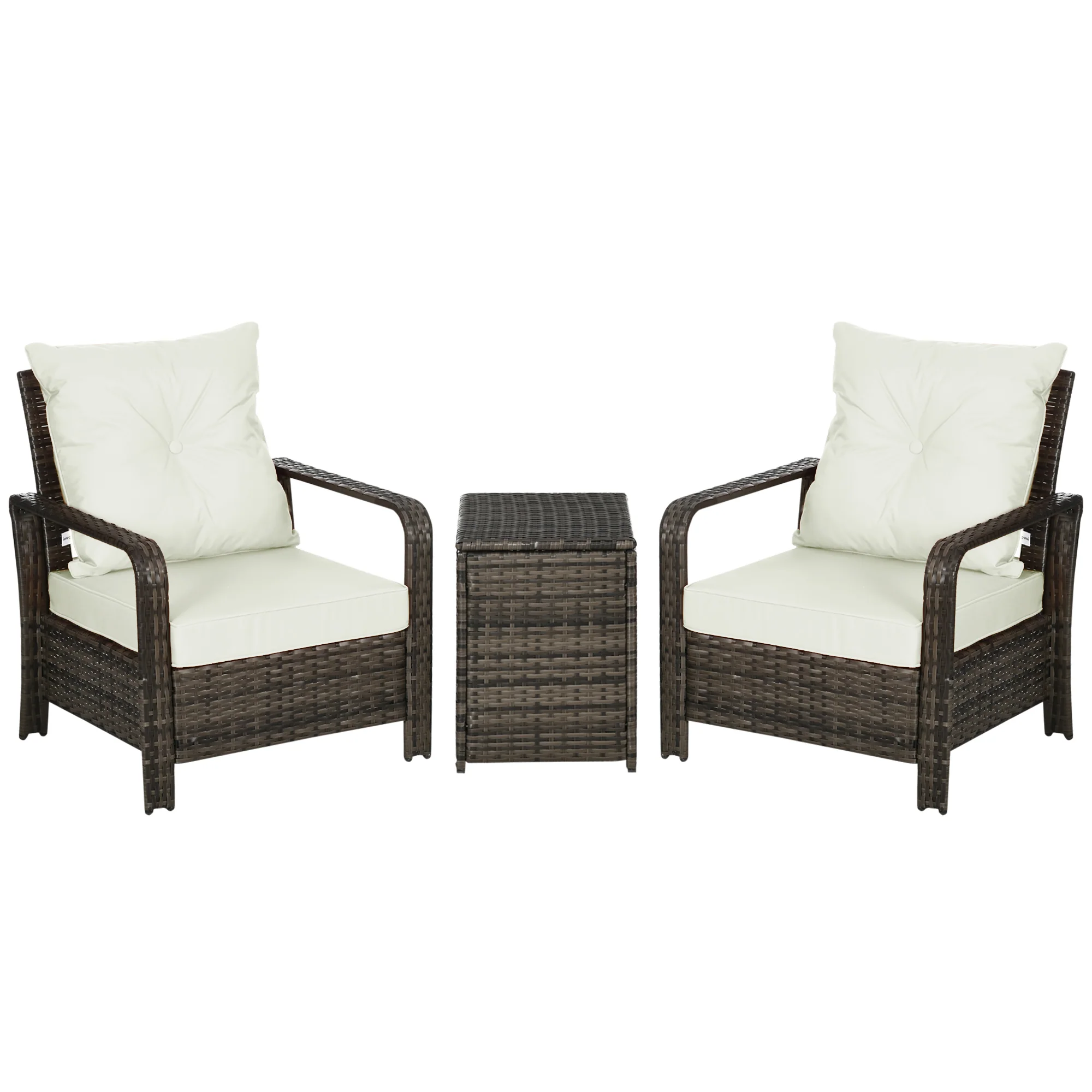 3-Piece PE Wicker Patio Set with Storage Table & Chairs in Beige - Image 12