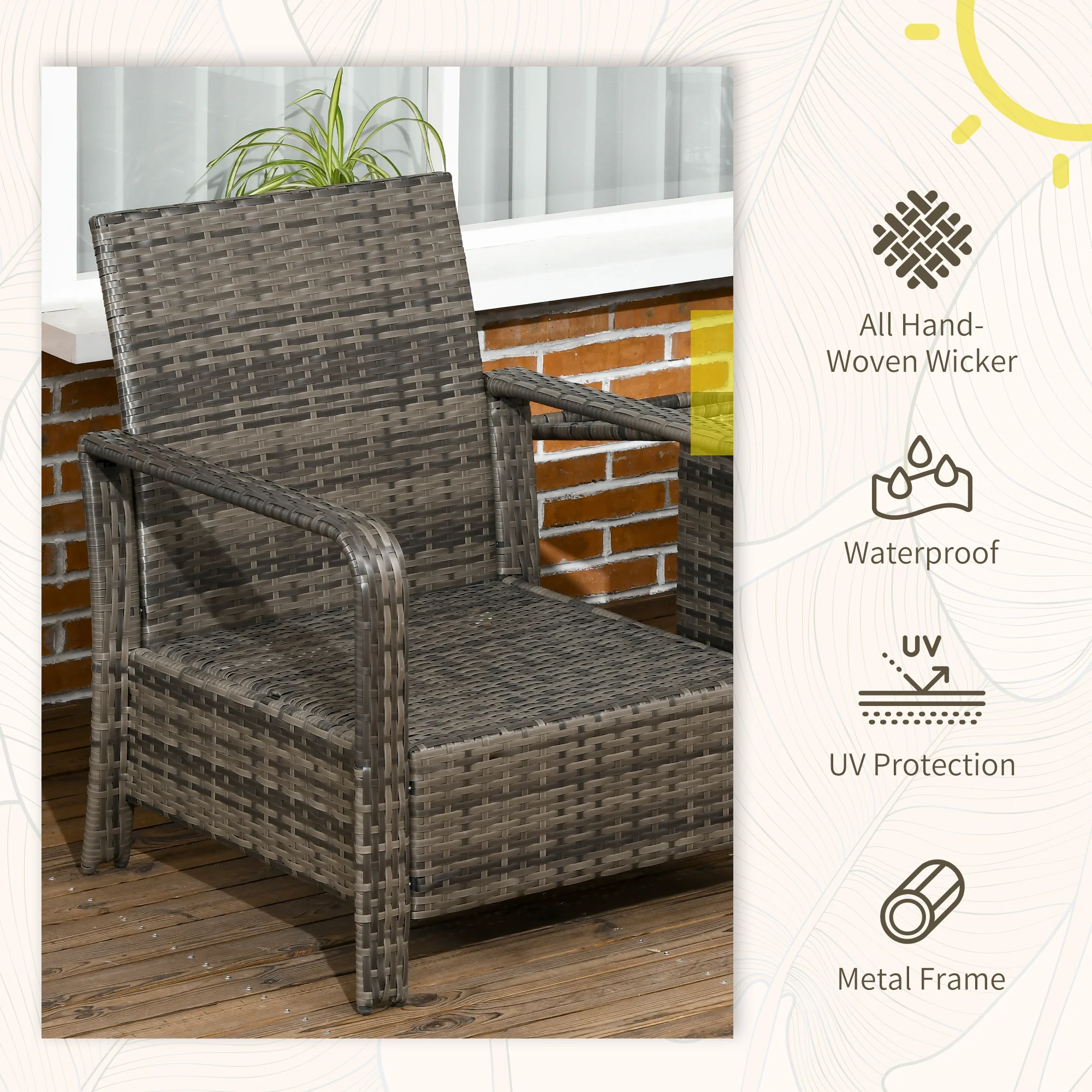 3-Piece PE Wicker Patio Set with Storage Table & Chairs in Beige - Image 6