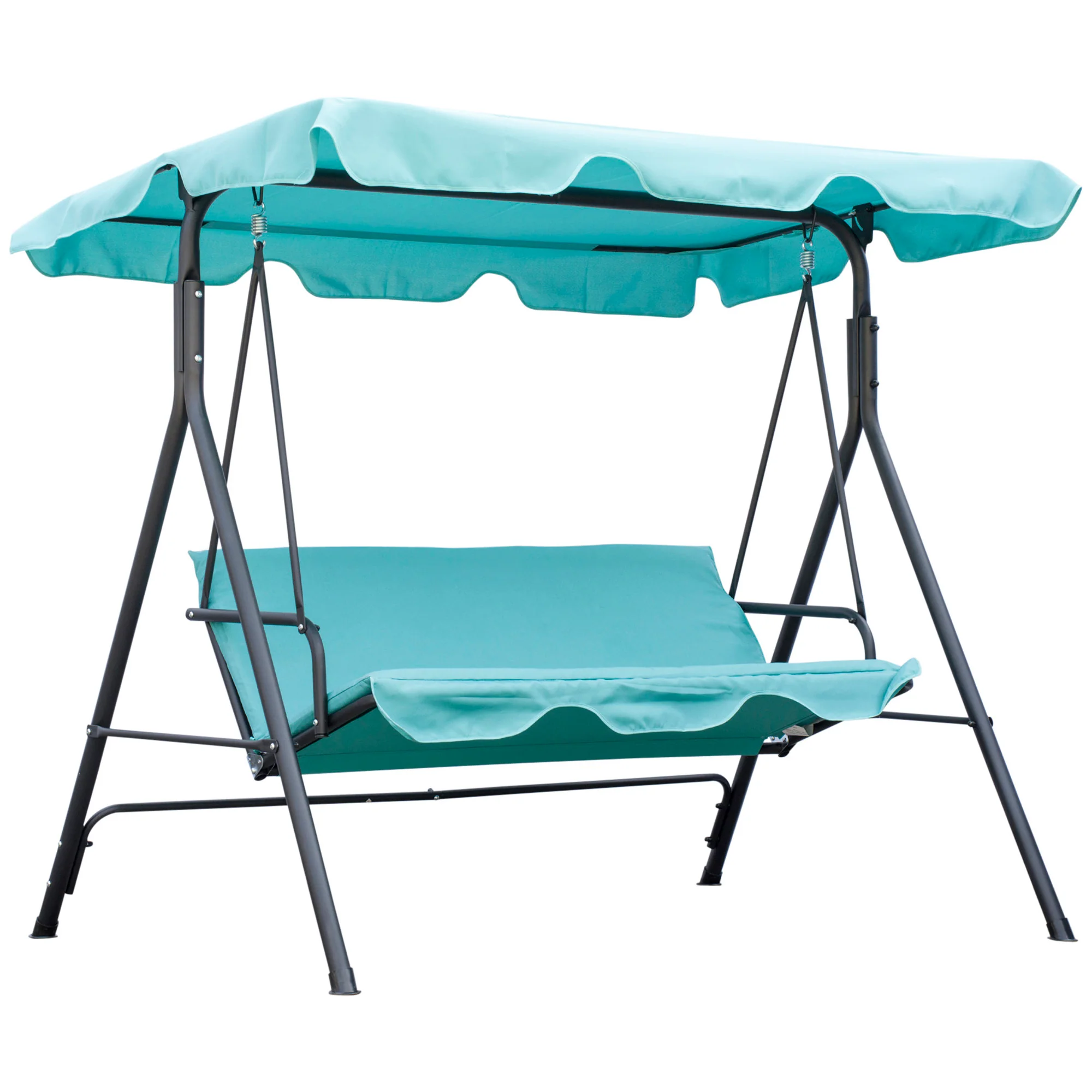 3-Seat Steel Frame Patio Swing Chair with Adjustable Tilt Canopy & Removable Cushion - Image 12