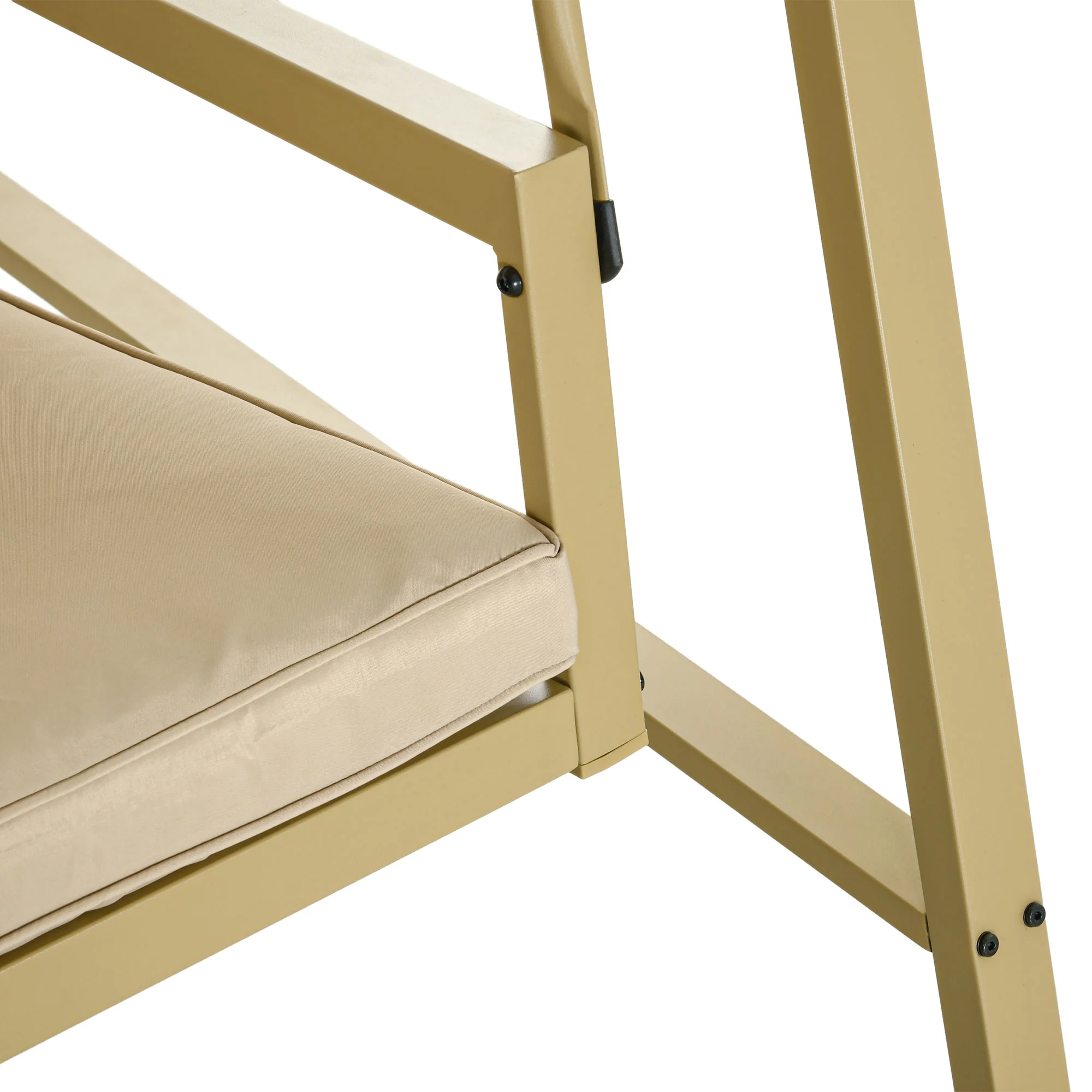 3-Person Patio Swing Chair, Outdoor Porch Swing, Adjustable Canopy, Removable Cushions, Beige - Image 11