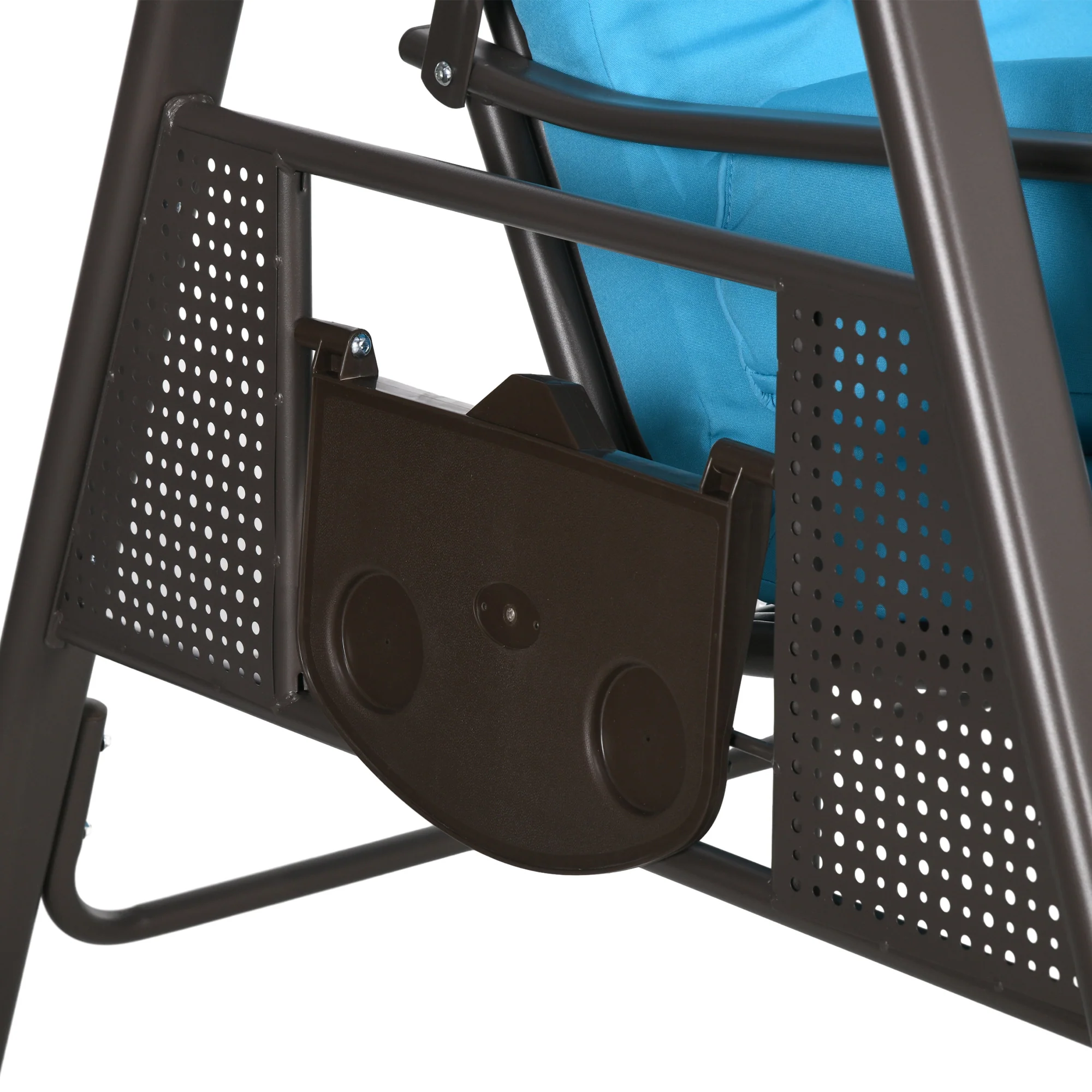 3-Seat Outdoor Porch Swing Chair with Adjustable Canopy, Cushion & Pillows, Blue - Image 10