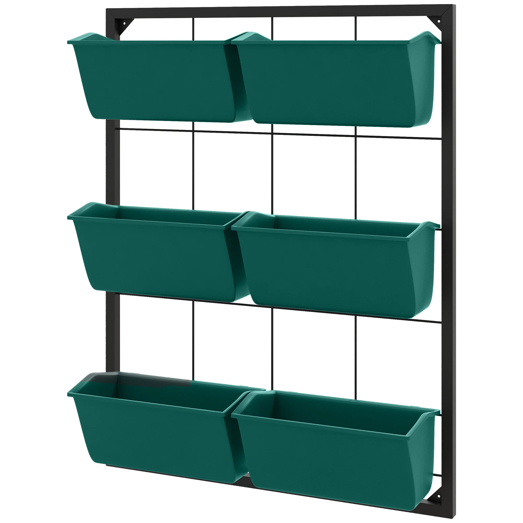 3-Tier Wall Planter with 6 Pots for Indoor and Outdoor Use, Green - Image 12