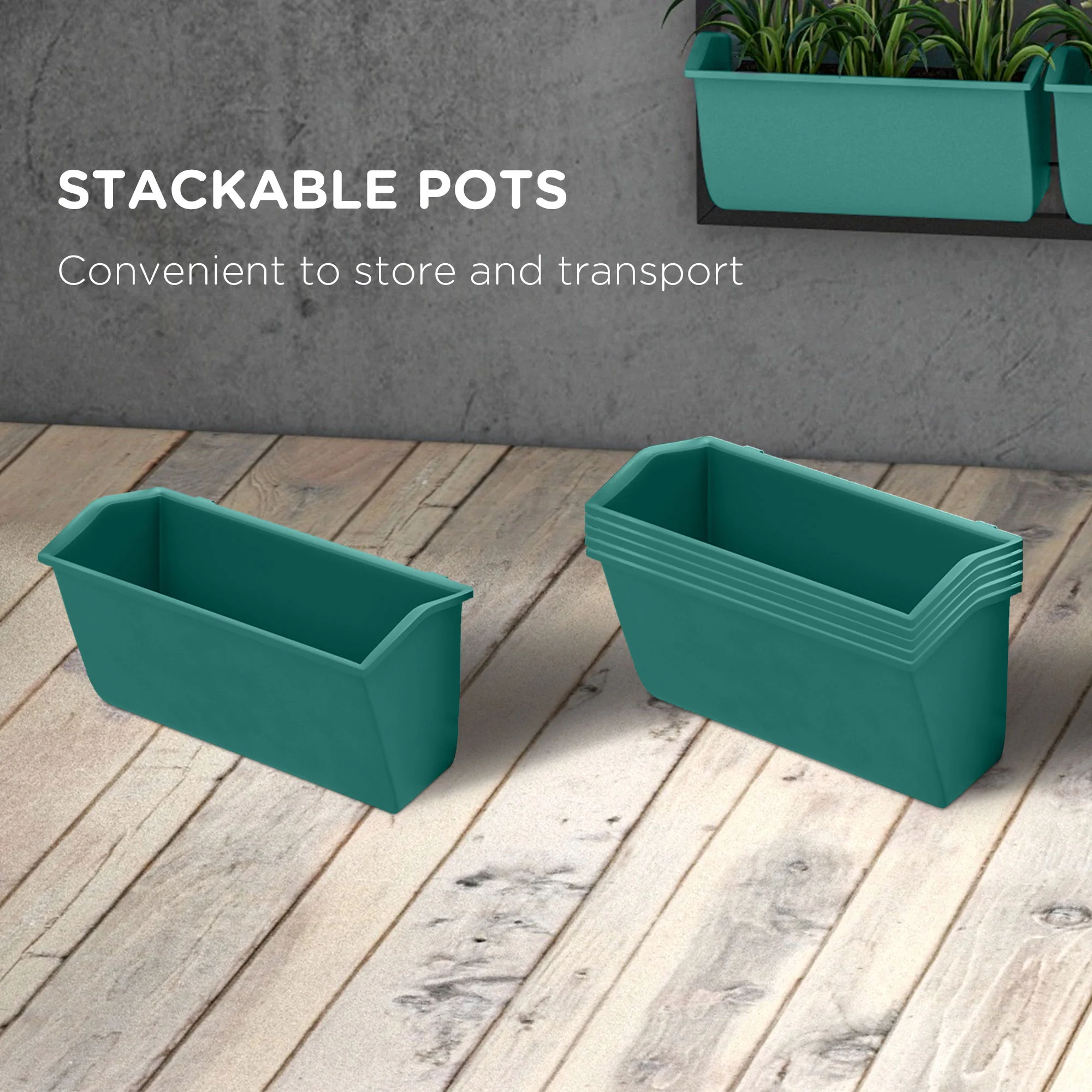 3-Tier Wall Planter with 6 Pots for Indoor and Outdoor Use, Green - Image 9