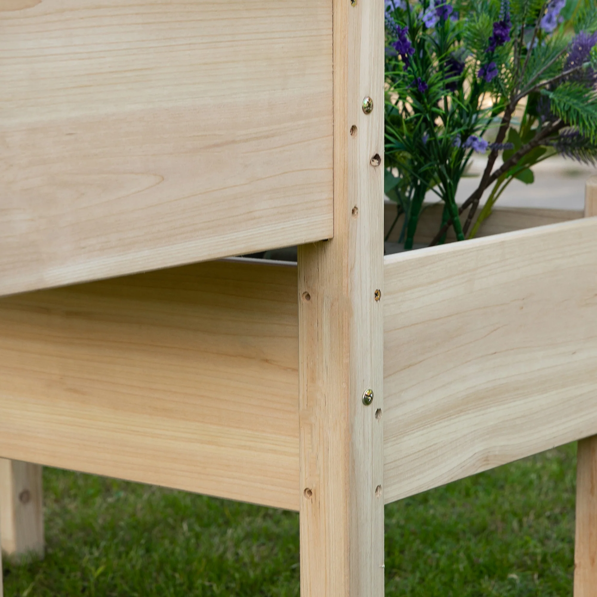 Raised Garden Bed, 2-Tier Wood Planter Stand Plant Grow Box, 33"x33"x28" - Image 10