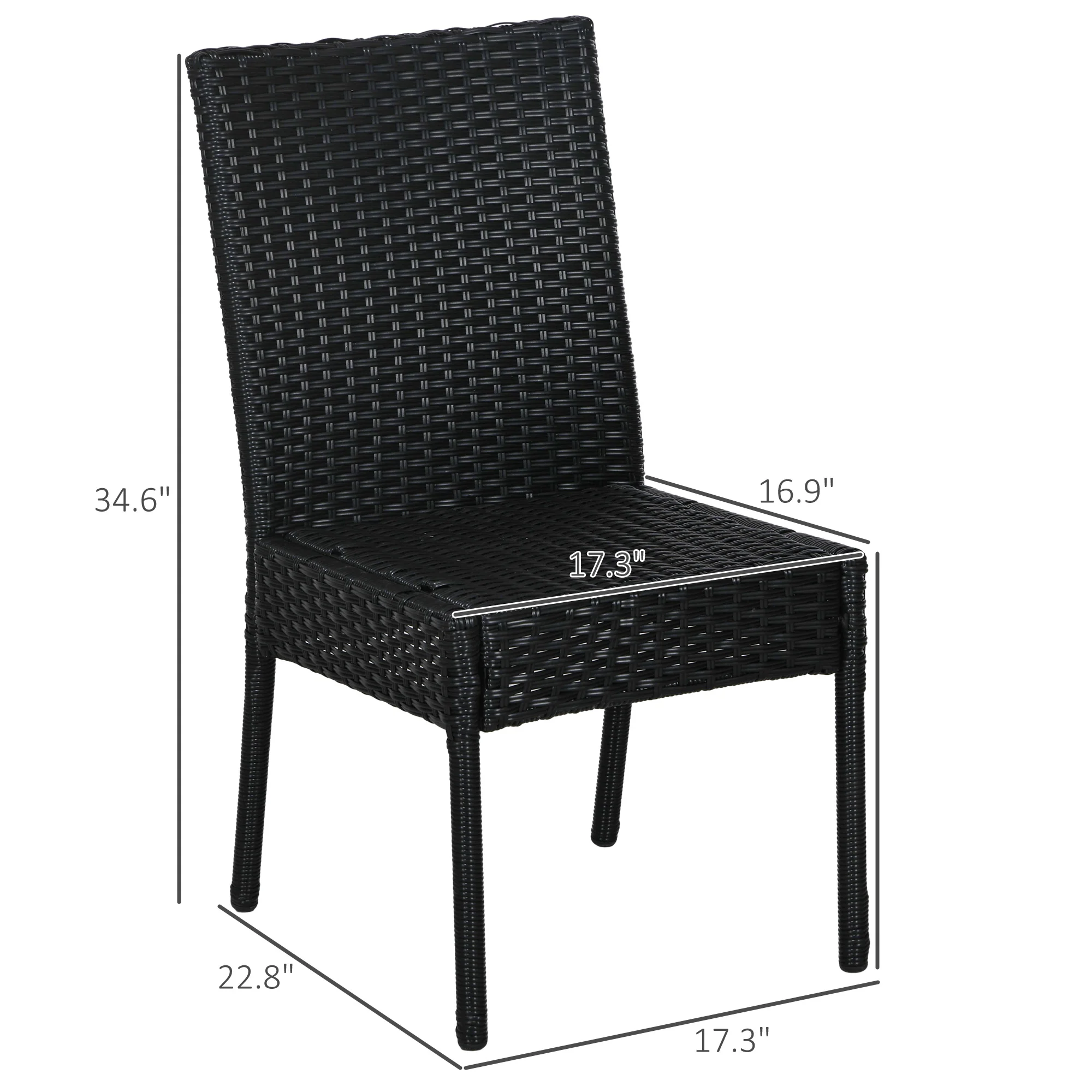 4 Outdoor Wicker Dining Chairs with Cushions & Backrests for Patio, Garden, Cream White - Image 5