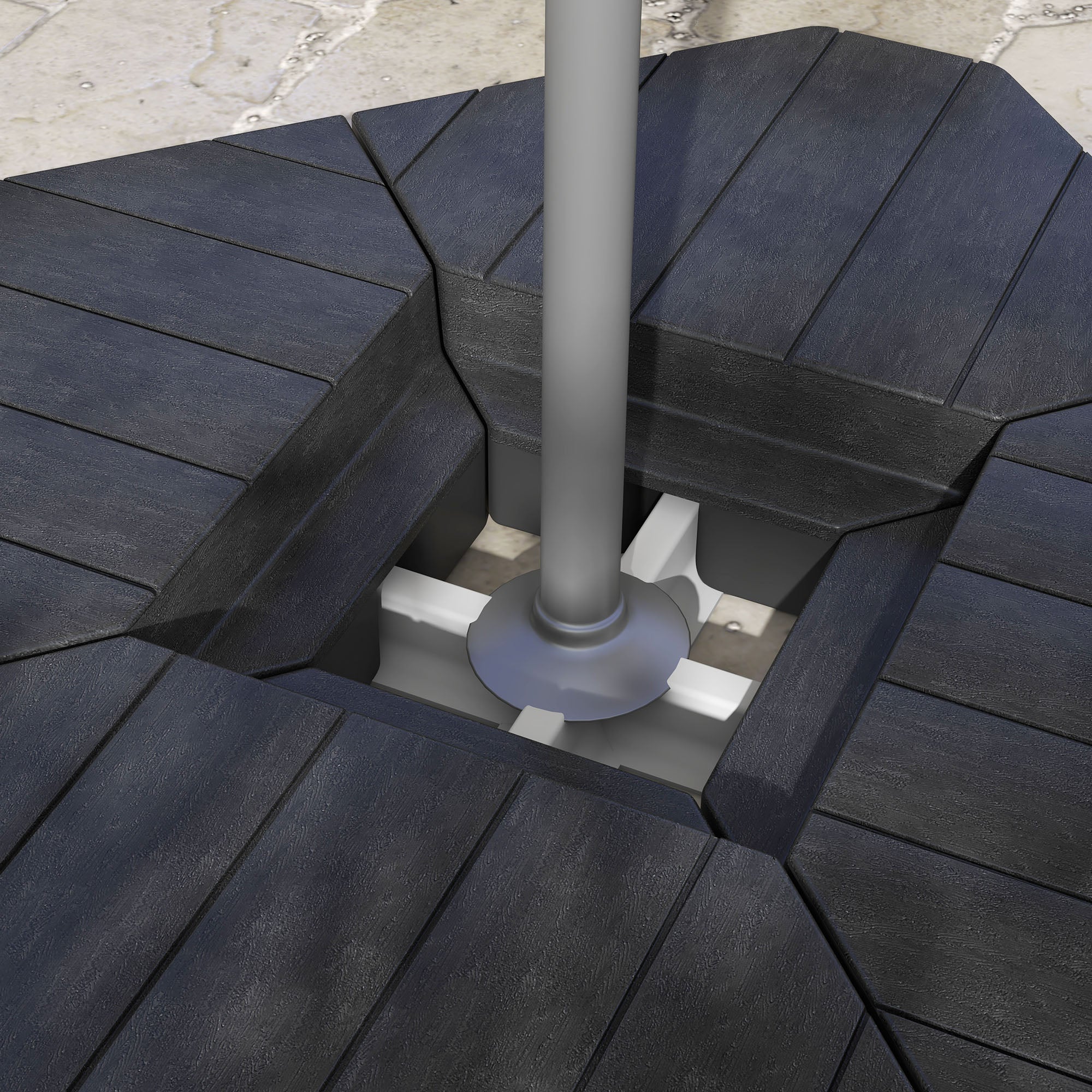 4 Piece Patio Cantilever Umbrella Base Weight Set, Outdoor Offset Umbrella Weights for Umbrella Stand, 132 lb. Capacity Water or 176 lb. Capacity Sand, Black - Image 11