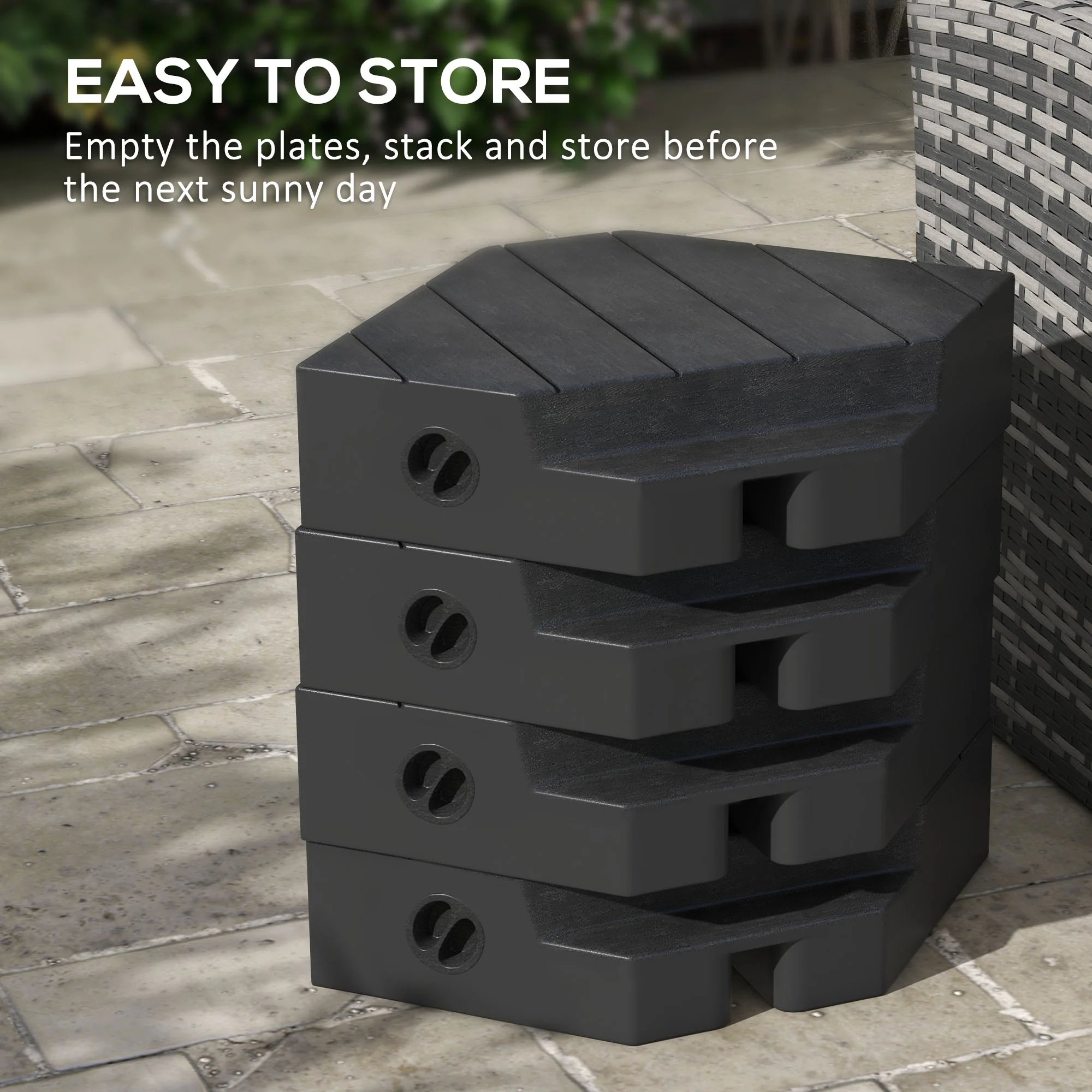 4 Piece Patio Cantilever Umbrella Base Weight Set, Outdoor Offset Umbrella Weights for Umbrella Stand, 132 lb. Capacity Water or 176 lb. Capacity Sand, Black - Image 9