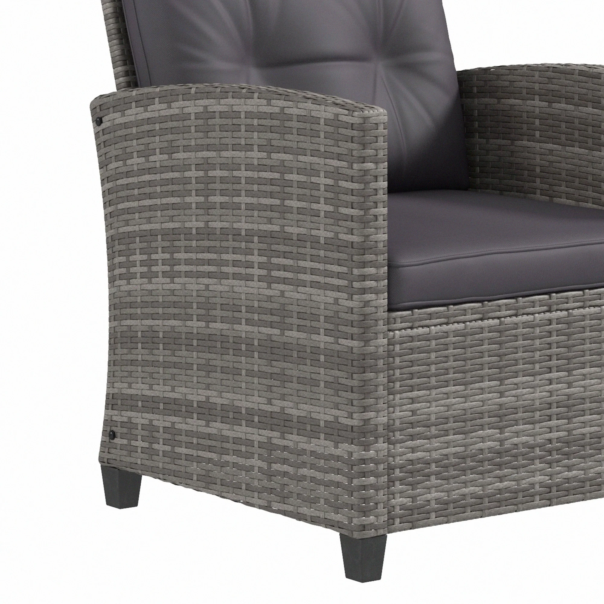 4-Piece PE Wicker Patio Set with Two-tier Coffee Table & Cushions, Charcoal - Image 10