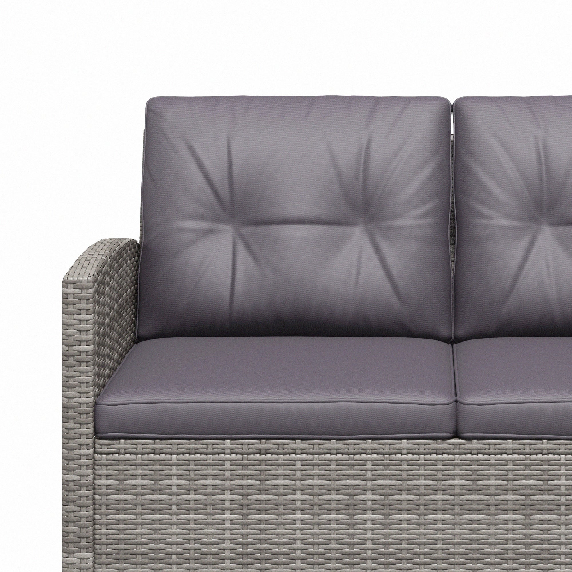 4-Piece PE Wicker Patio Set with Two-tier Coffee Table & Cushions, Charcoal - Image 11