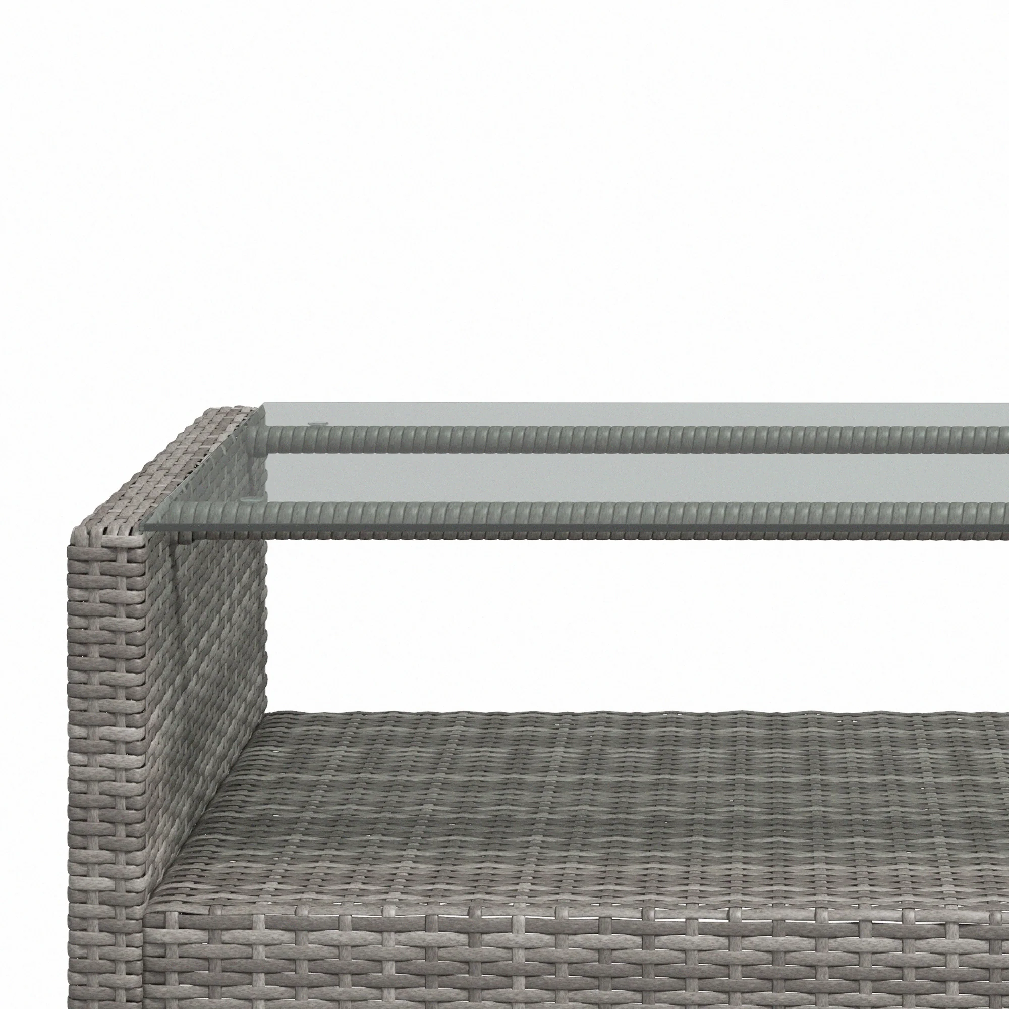 4-Piece PE Wicker Patio Set with Two-tier Coffee Table & Cushions, Charcoal - Image 9